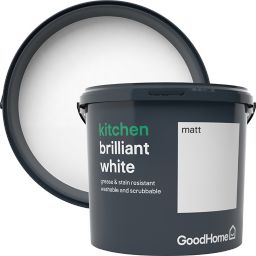 GoodHome Kitchen Brilliant white Matt Emulsion paint, 5L