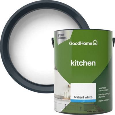 Buy GoodHome Kitchen Brilliant White Matt Emulsion Paint, 5L | DIY At B&Q