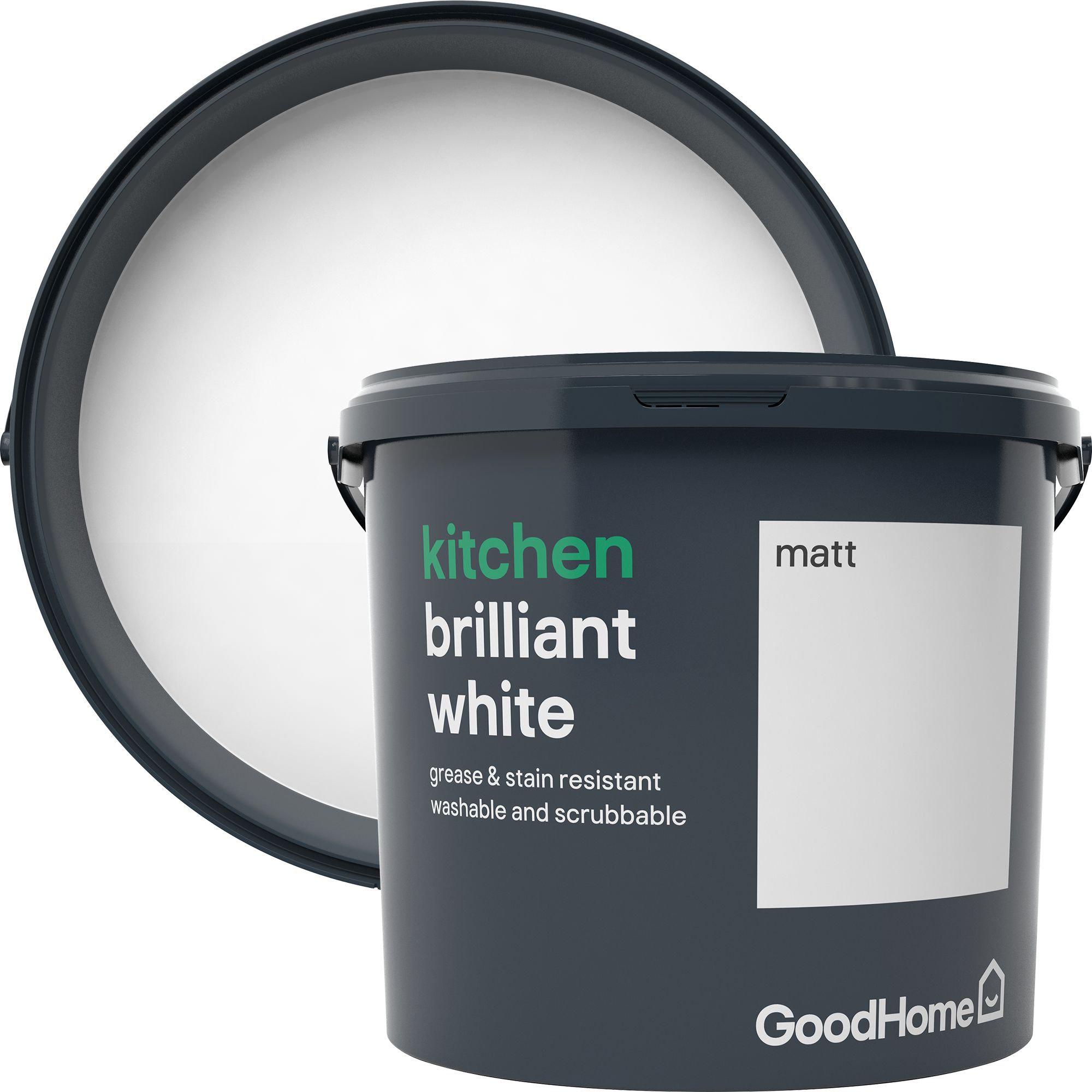 GoodHome Kitchen Brilliant white Matt Wall & ceiling Emulsion paint, 5L