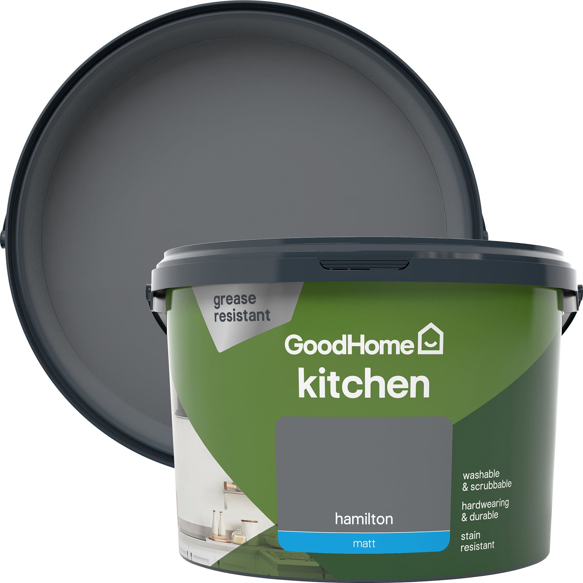 GoodHome Kitchen Hamilton Matt Emulsion paint, 2.5L DIY at B&Q