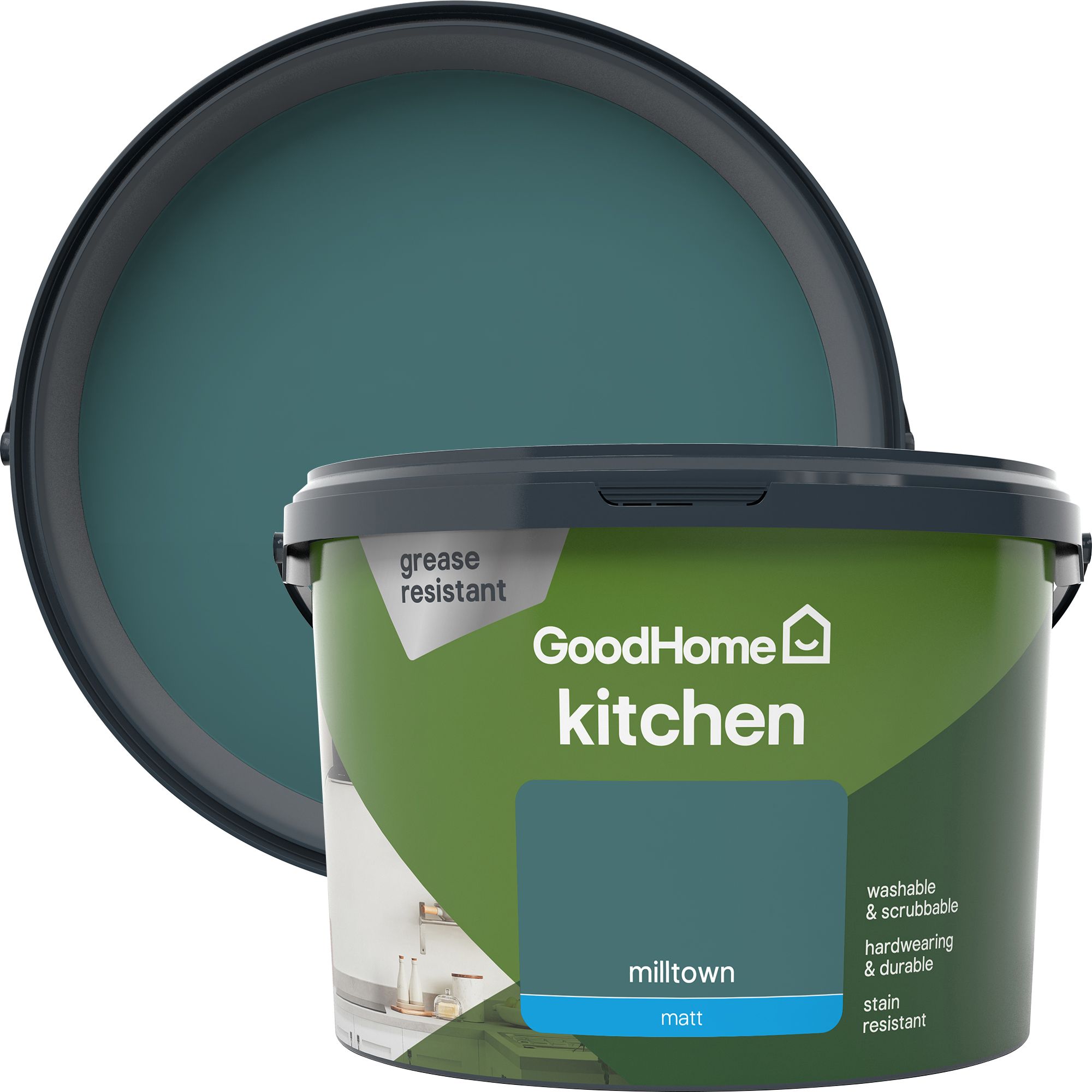 GoodHome Kitchen Milltown Matt Emulsion paint, 2.5L DIY at B&Q