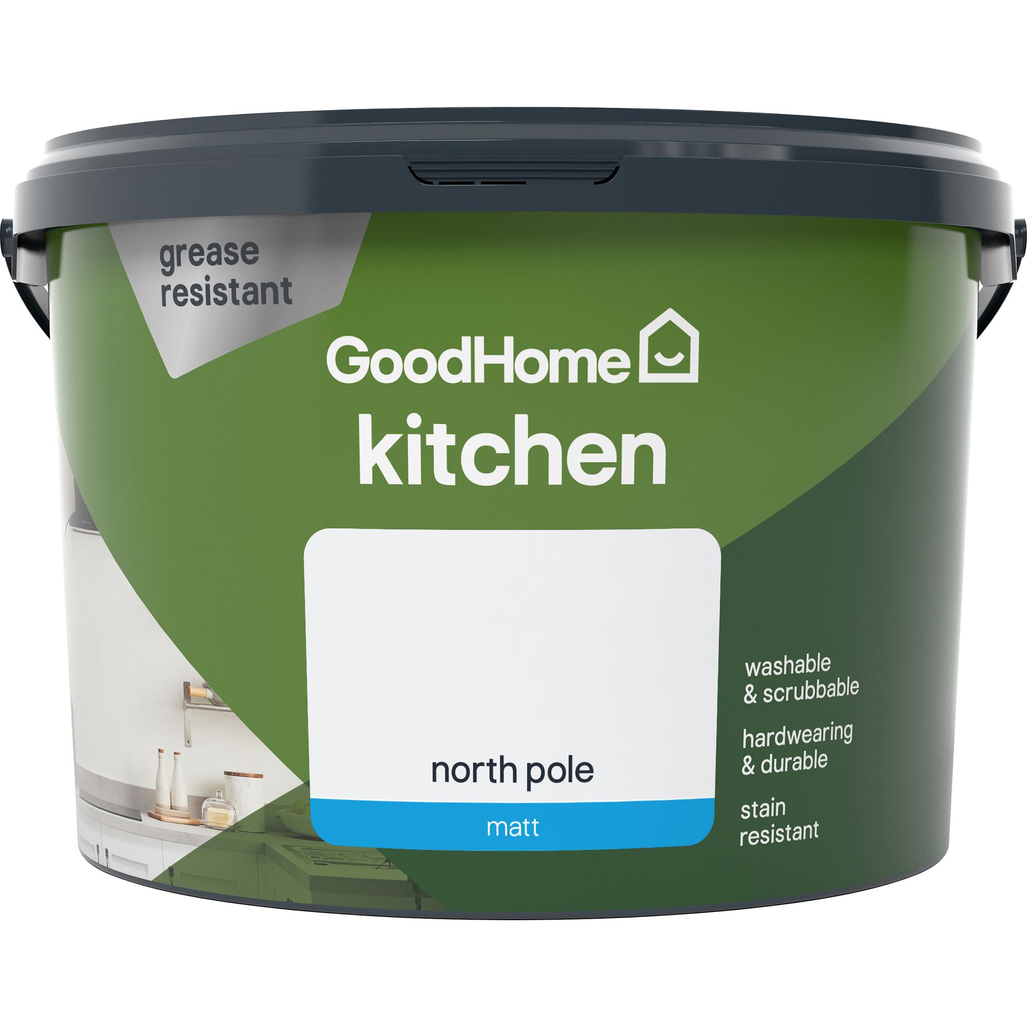 GoodHome Kitchen North pole Matt Emulsion paint, 2.5L