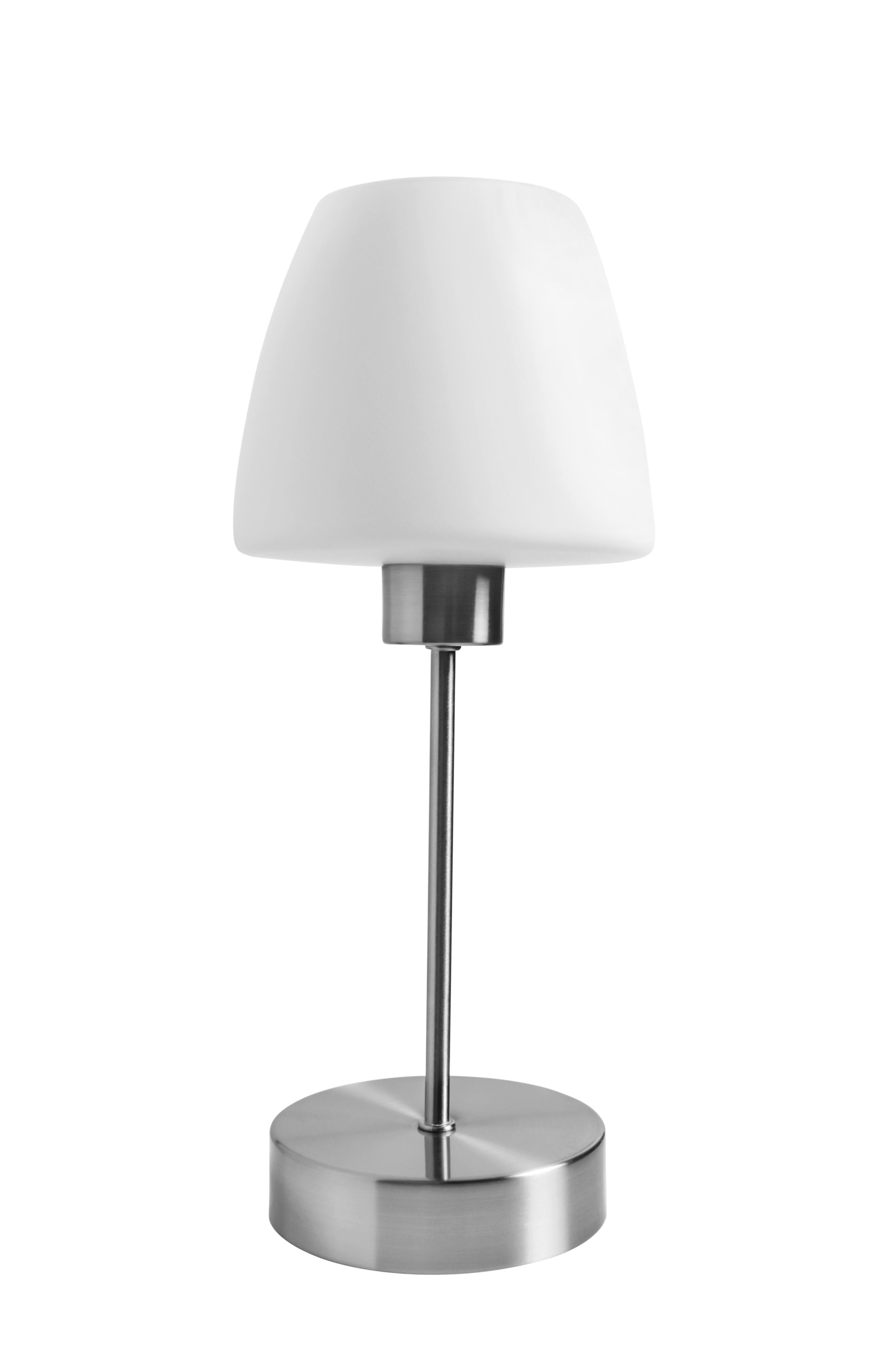 GoodHome Kluan Conical Brushed Satin White Nickel effect Table light