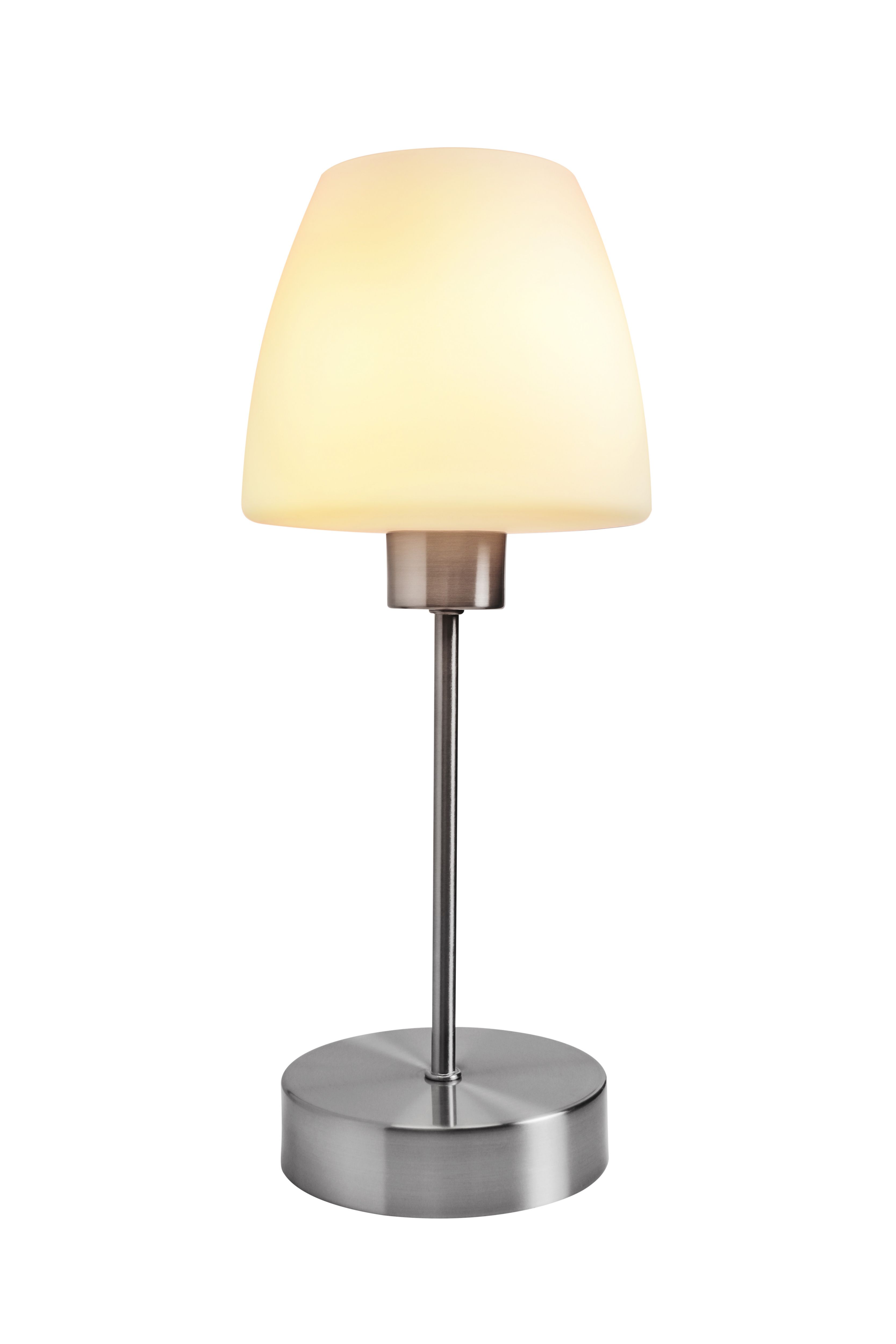 GoodHome Kluan Conical Brushed Satin White Nickel effect Table light