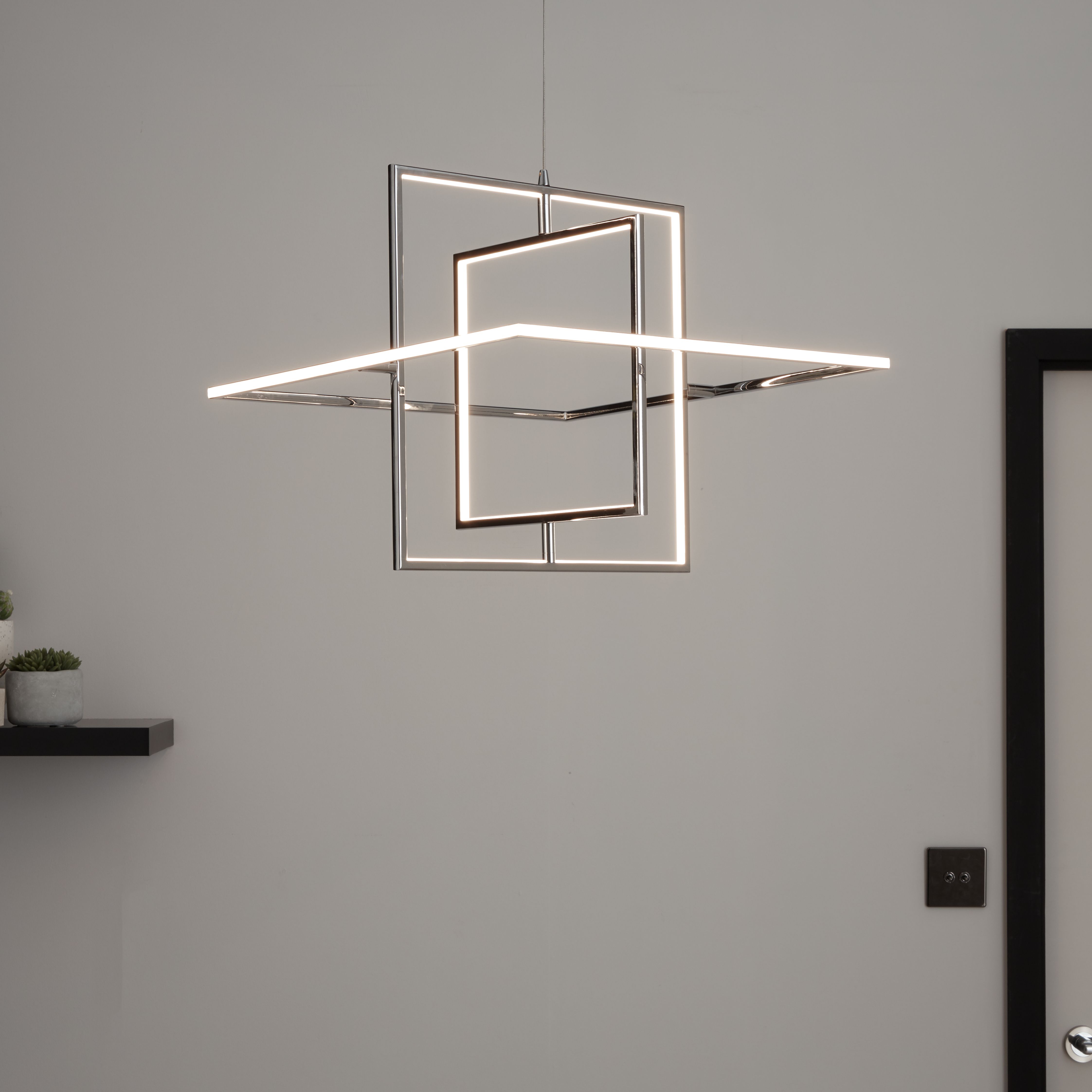 GoodHome Kohmani Chrome effect 3 Lamp LED Pendant ceiling light, (Dia)500mm
