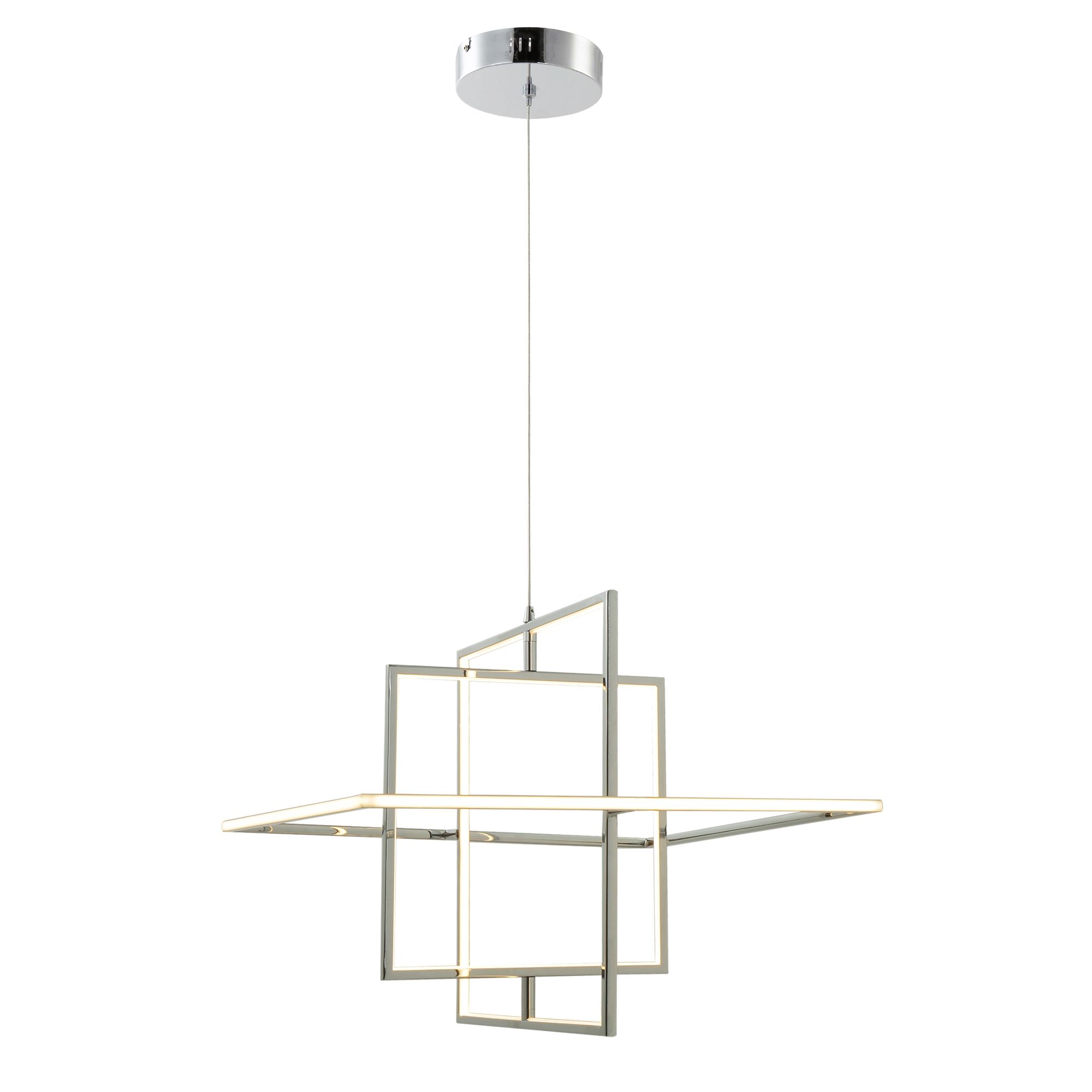 GoodHome Kohmani Chrome effect 3 Lamp LED Pendant ceiling light, (Dia)500mm