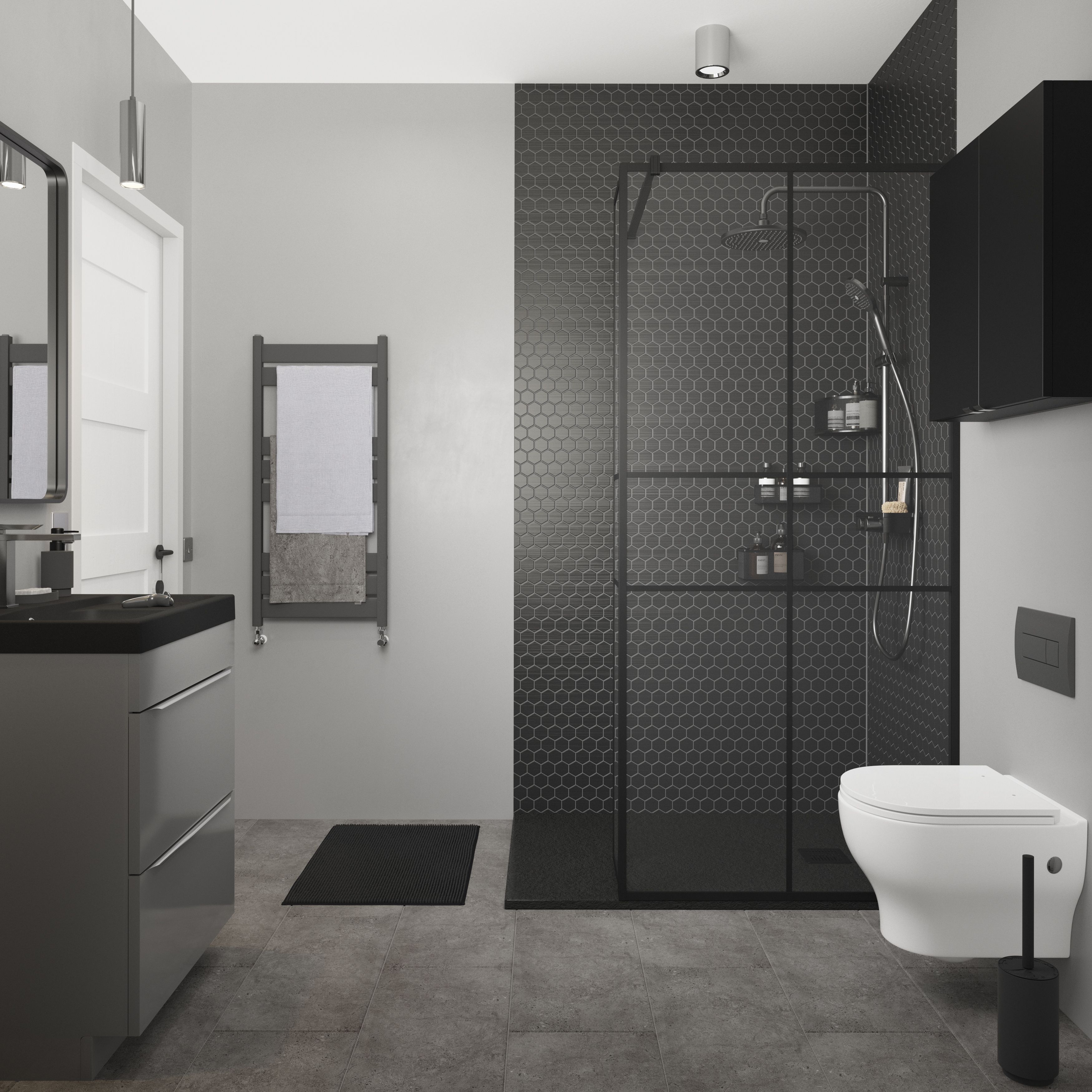 GoodHome Kolima Titanium Medium Square Basin Mono mixer Tap