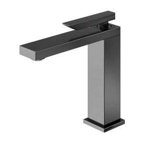 GoodHome Kolima Titanium Medium Square Manual Basin Mono mixer Tap