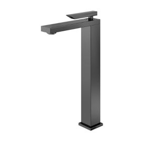 GoodHome Kolima Titanium Tall Square Deck-mounted Manual Sink or worktop Mono mixer Tap