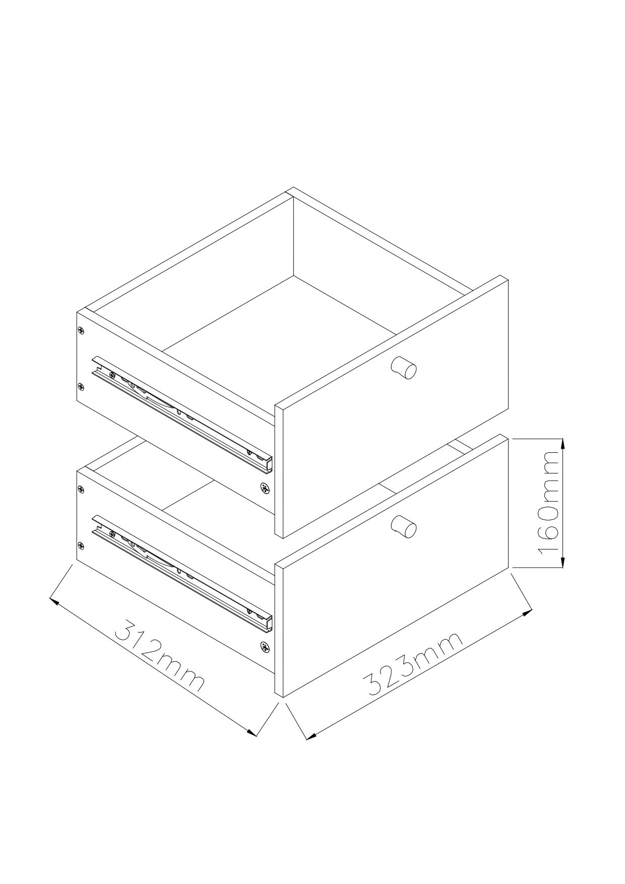 GoodHome Konnect Black Slab Internal Modular Drawer (H)323mm (W)322mm (D)322mm, Pair
