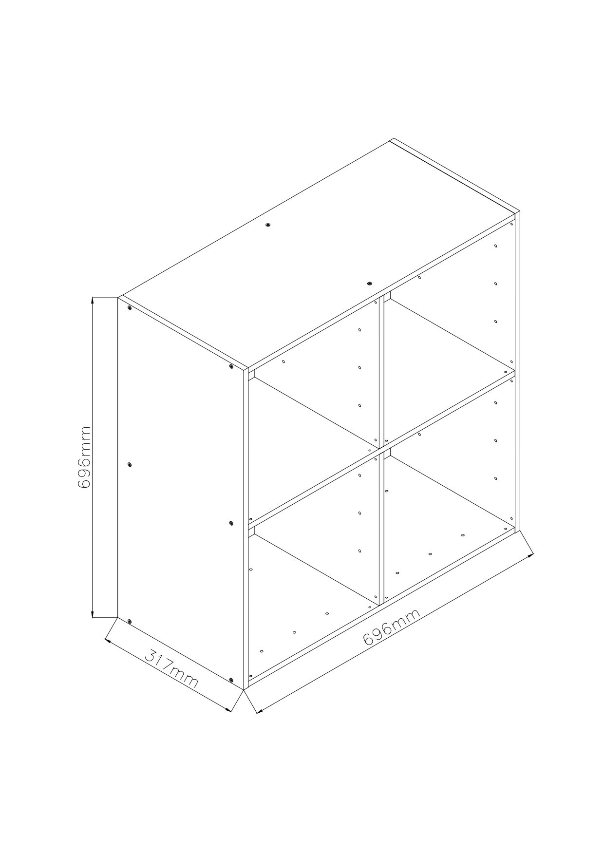 GoodHome Konnect Grey 4 shelf Cube Bookcase, (H)696mm (W)696mm