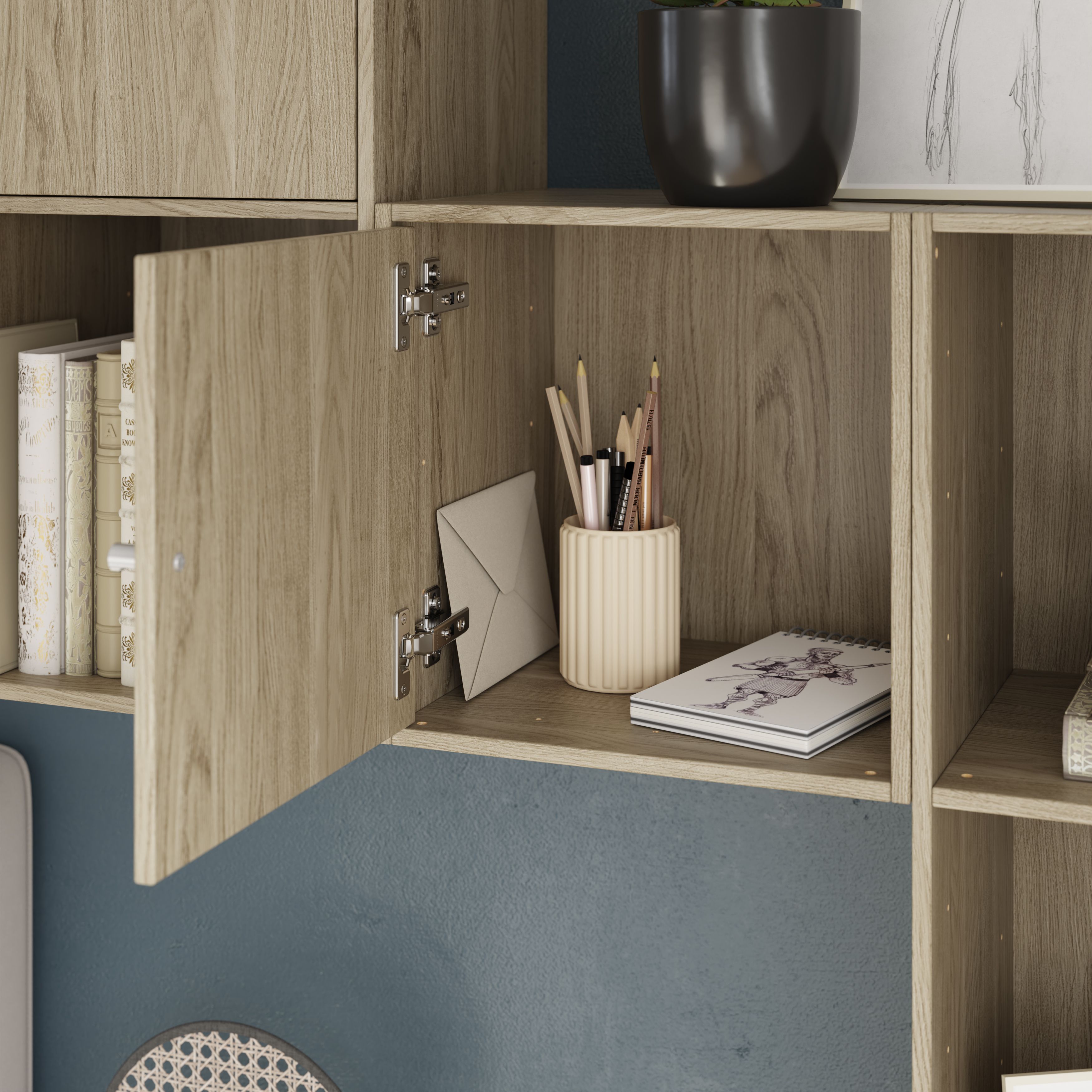 GoodHome Konnect Matt natural oak effect Modular Cabinet door (H)329mm (W)329mm