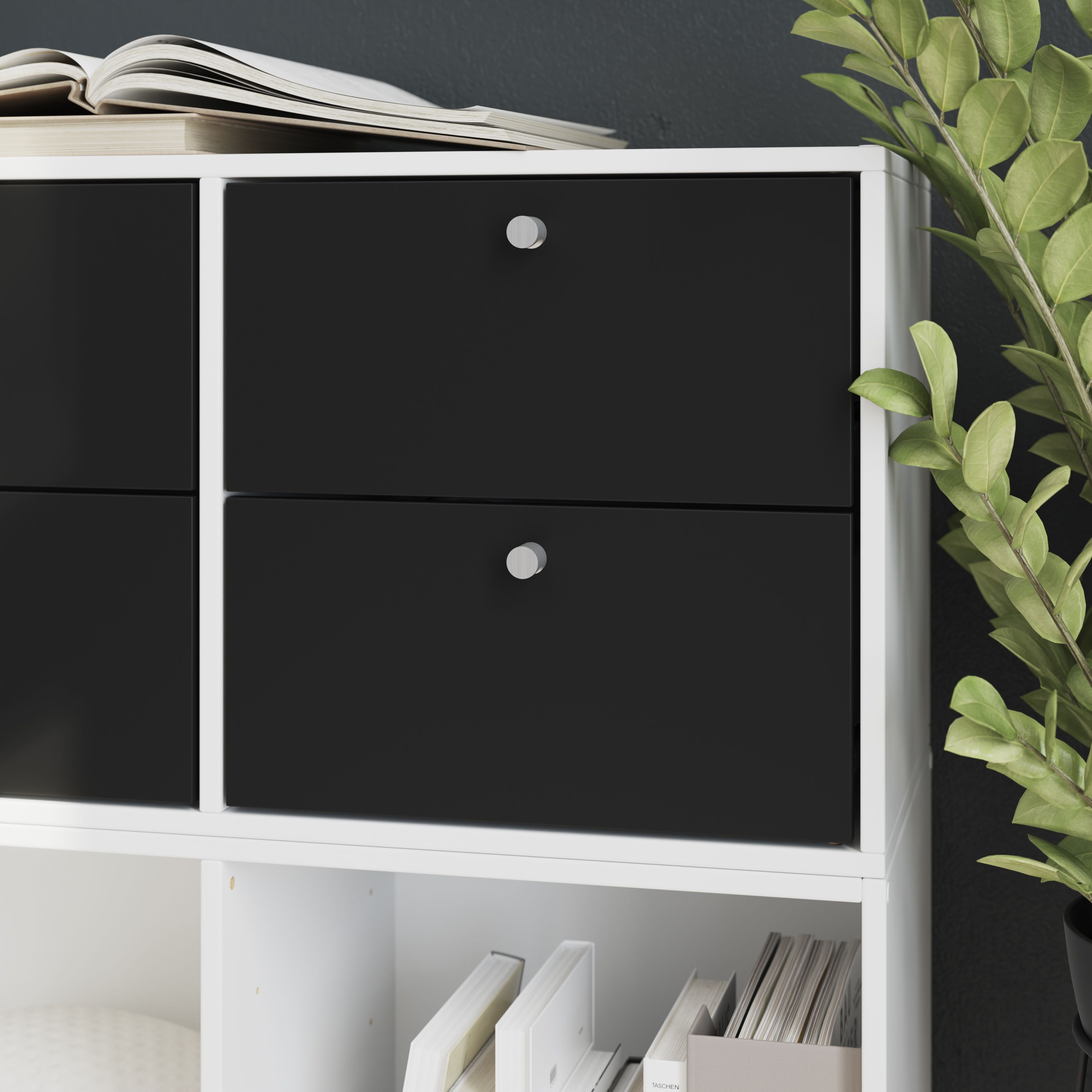GoodHome Konnect Modular Black Slab Internal Modular Drawer (H)323mm (W)322mm (D)322mm, Pair