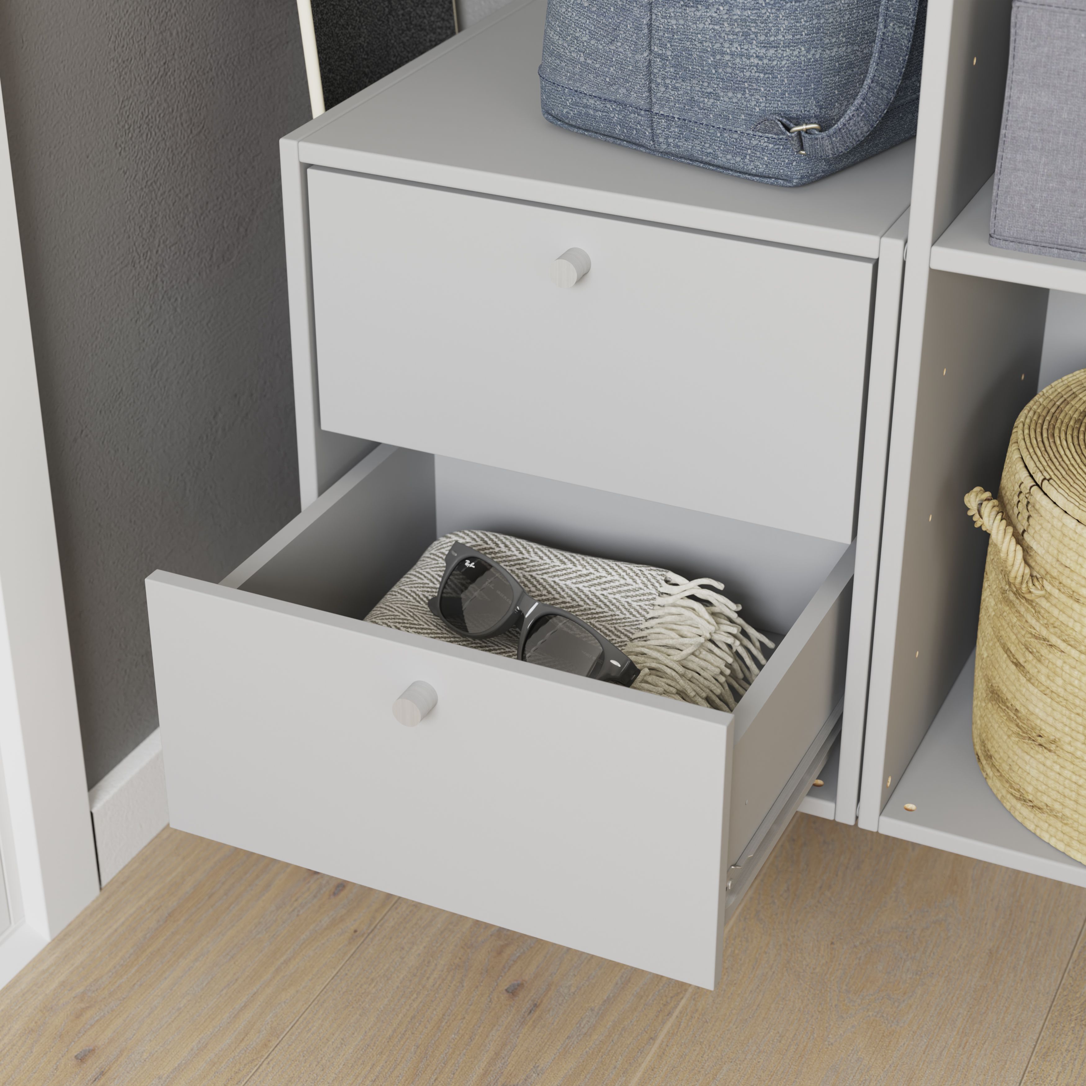 GoodHome Konnect Modular Light grey Slab Internal Modular Drawer (H)323mm (W)322mm (D)322mm, Pair