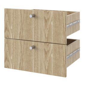 GoodHome Konnect Modular Natural oak effect Slab Internal Modular Drawer (H)323mm (W)322mm (D)322mm, Pair