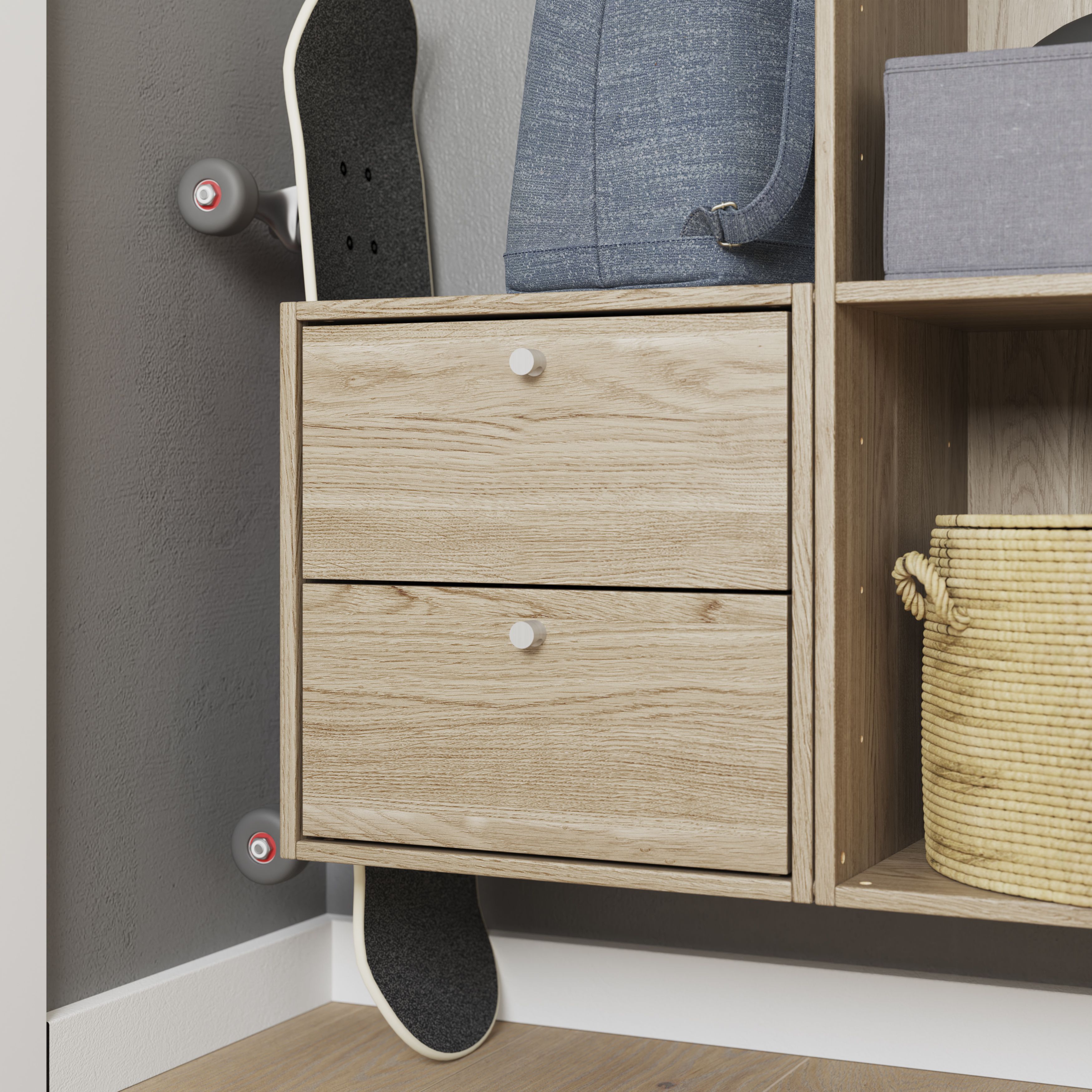GoodHome Konnect Modular Natural oak effect Slab Internal Modular Drawer (H)323mm (W)322mm (D)322mm, Pair
