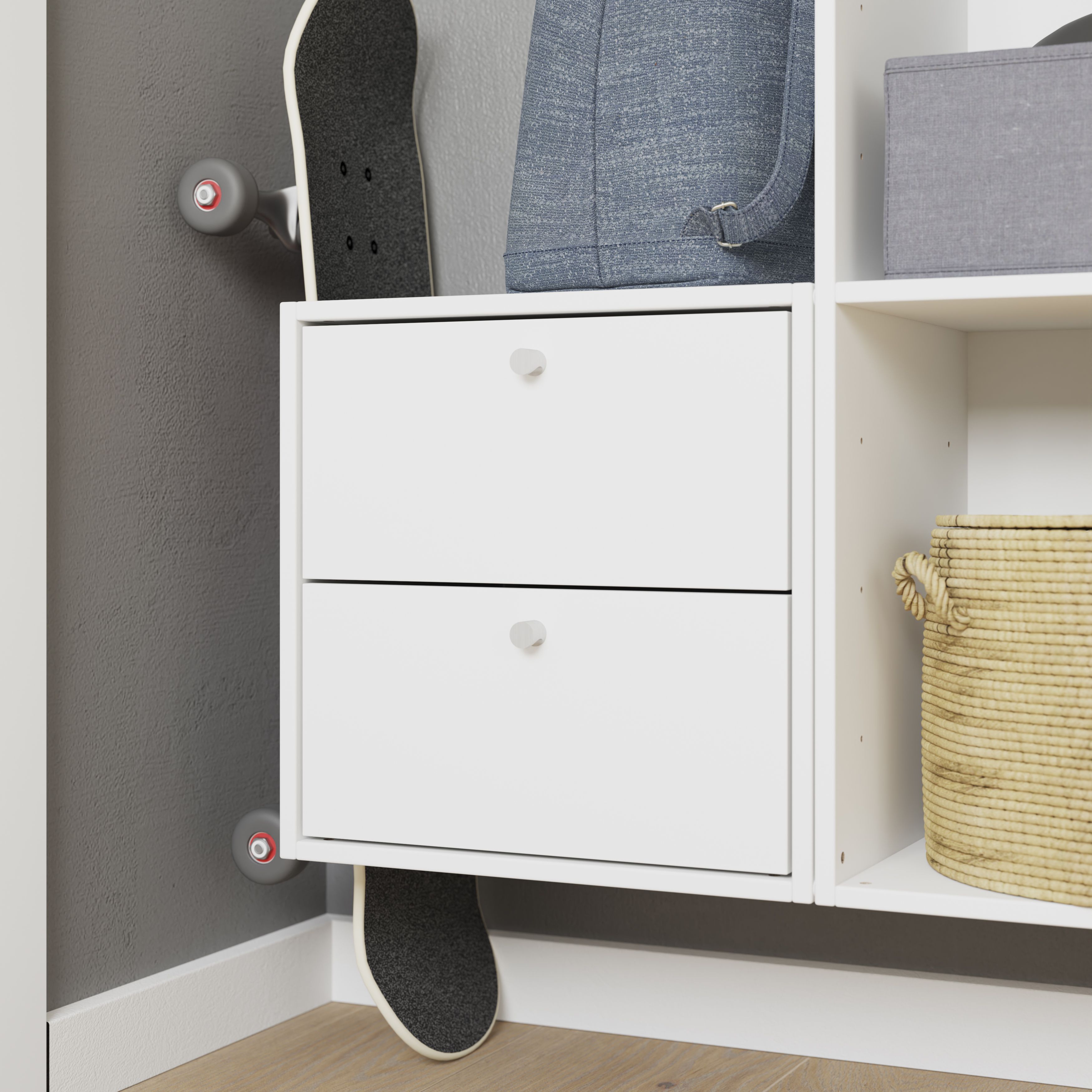 GoodHome Konnect Modular White Slab Internal Modular Drawer (H)323mm (W)322mm (D)322mm, Pair