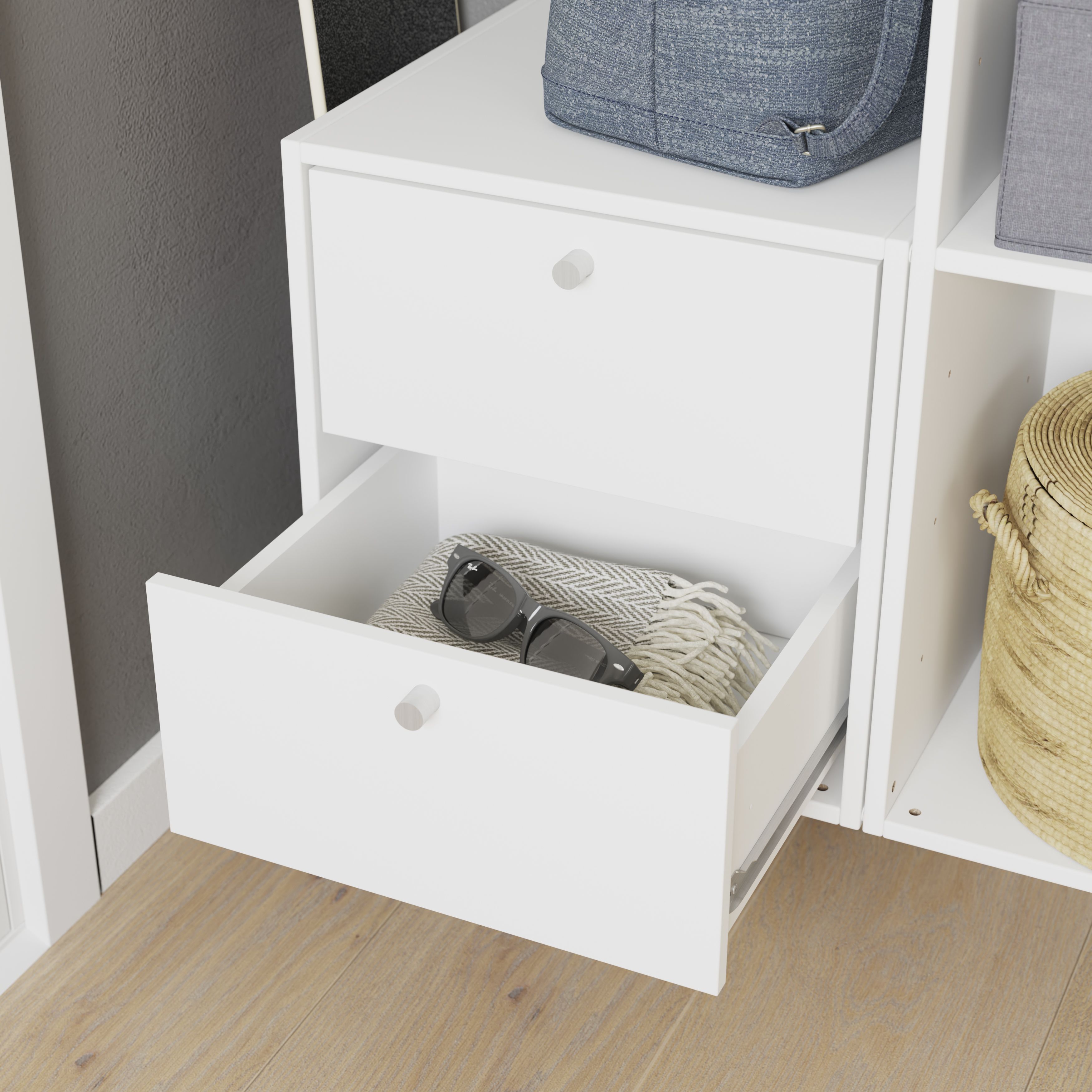 GoodHome Konnect Modular White Slab Internal Modular Drawer (H)323mm (W)322mm (D)322mm, Pair