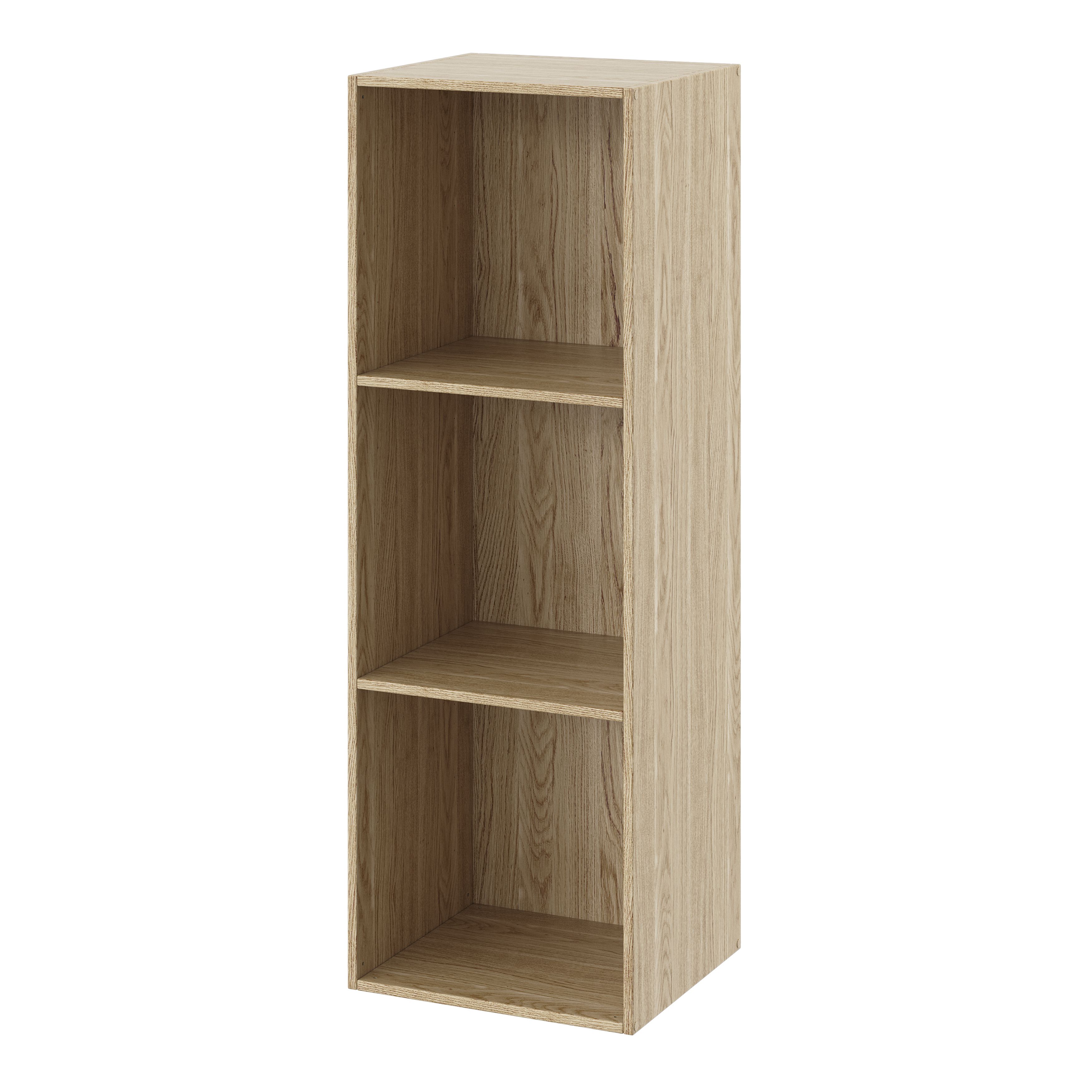 GoodHome Konnect Oak effect 3 shelf Cube Bookcase, (H)1038mm (W)354mm ...