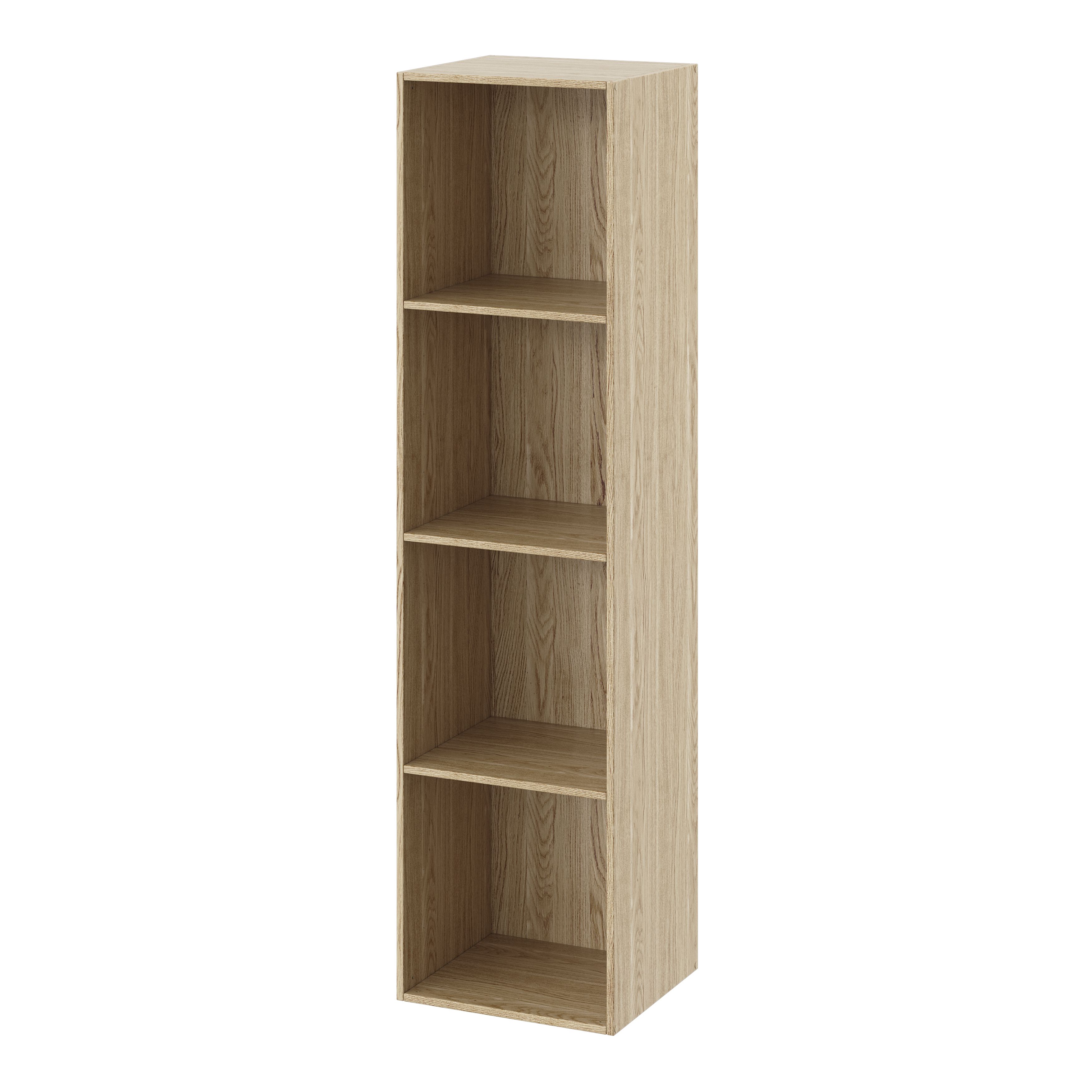 GoodHome Konnect Oak effect 4 shelf Cube Bookcase, (H)1380mm (W)354mm