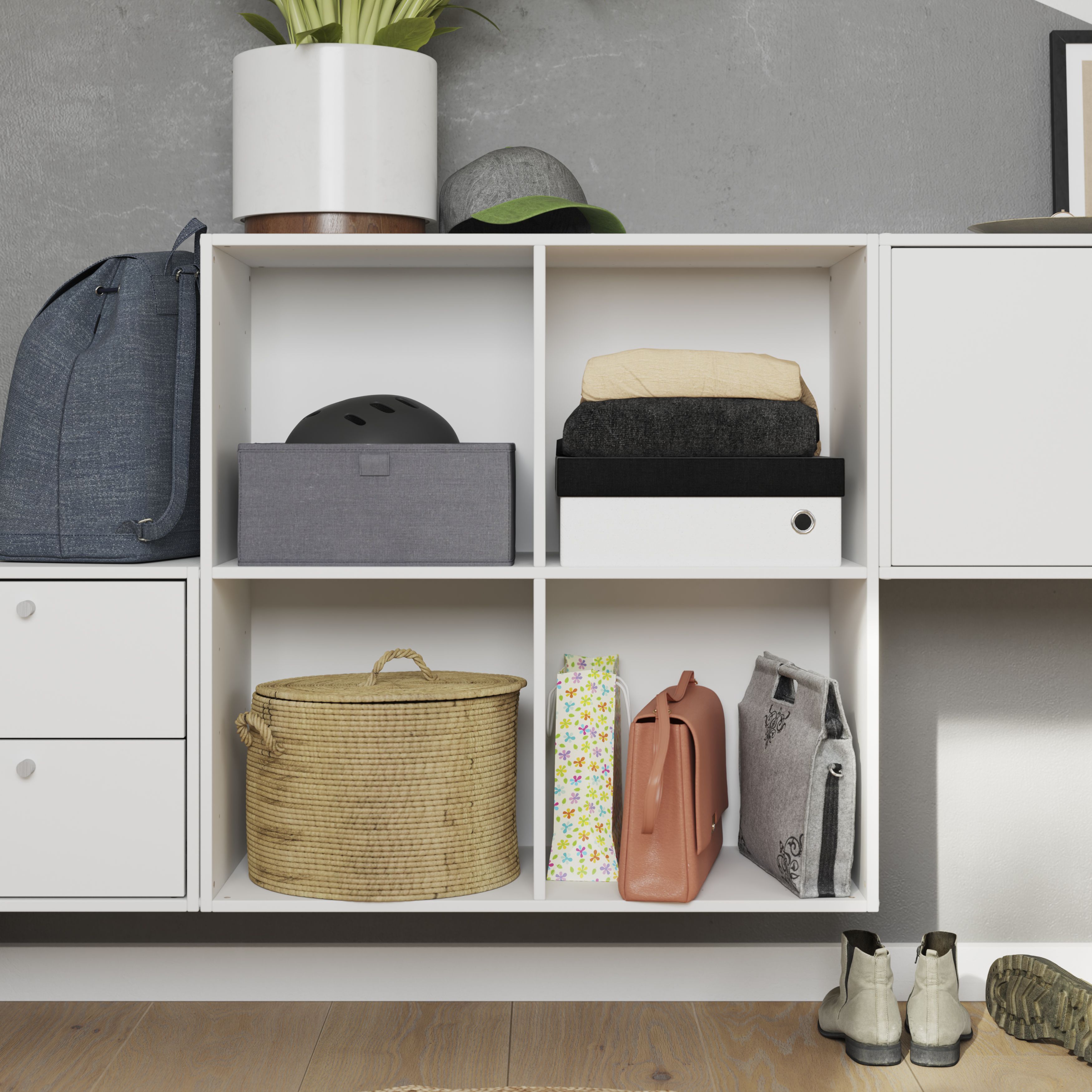 GoodHome Konnect White 4 shelf Cube Bookcase, (H)696mm (W)696mm