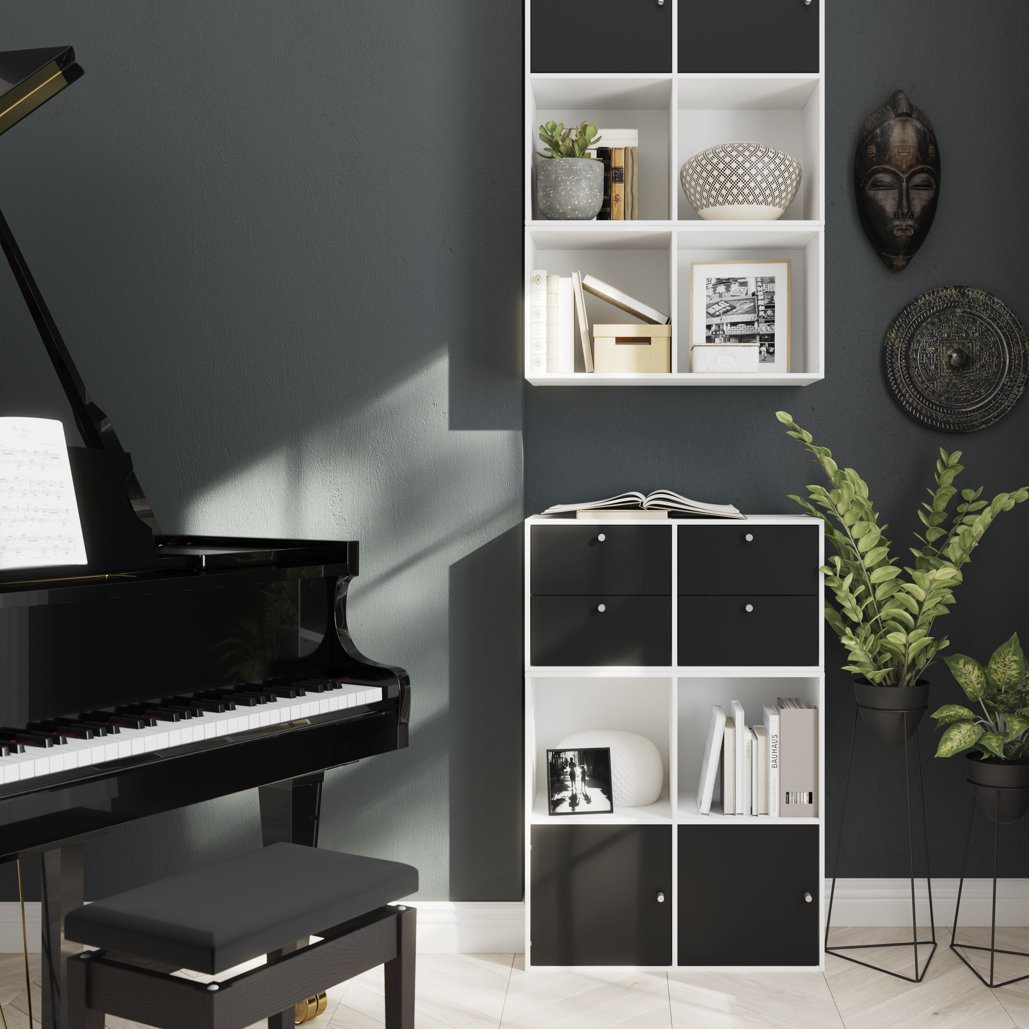 GoodHome Konnect White 4 shelf Cube Bookcase, (H)696mm (W)696mm