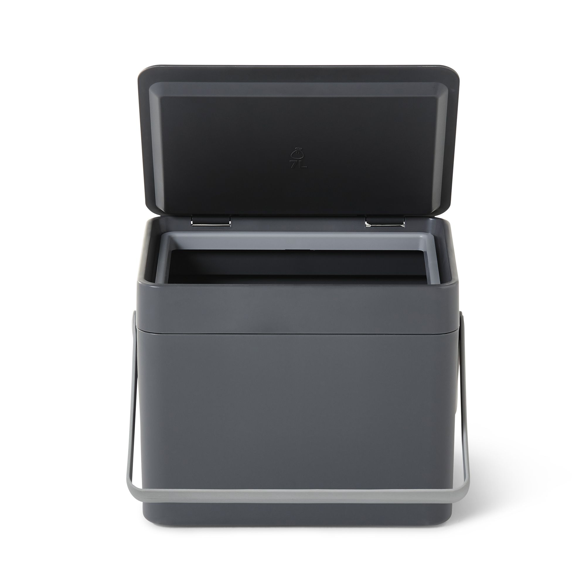 GoodHome Kora Manual Anthracite Metal Worktop Bin - 7L