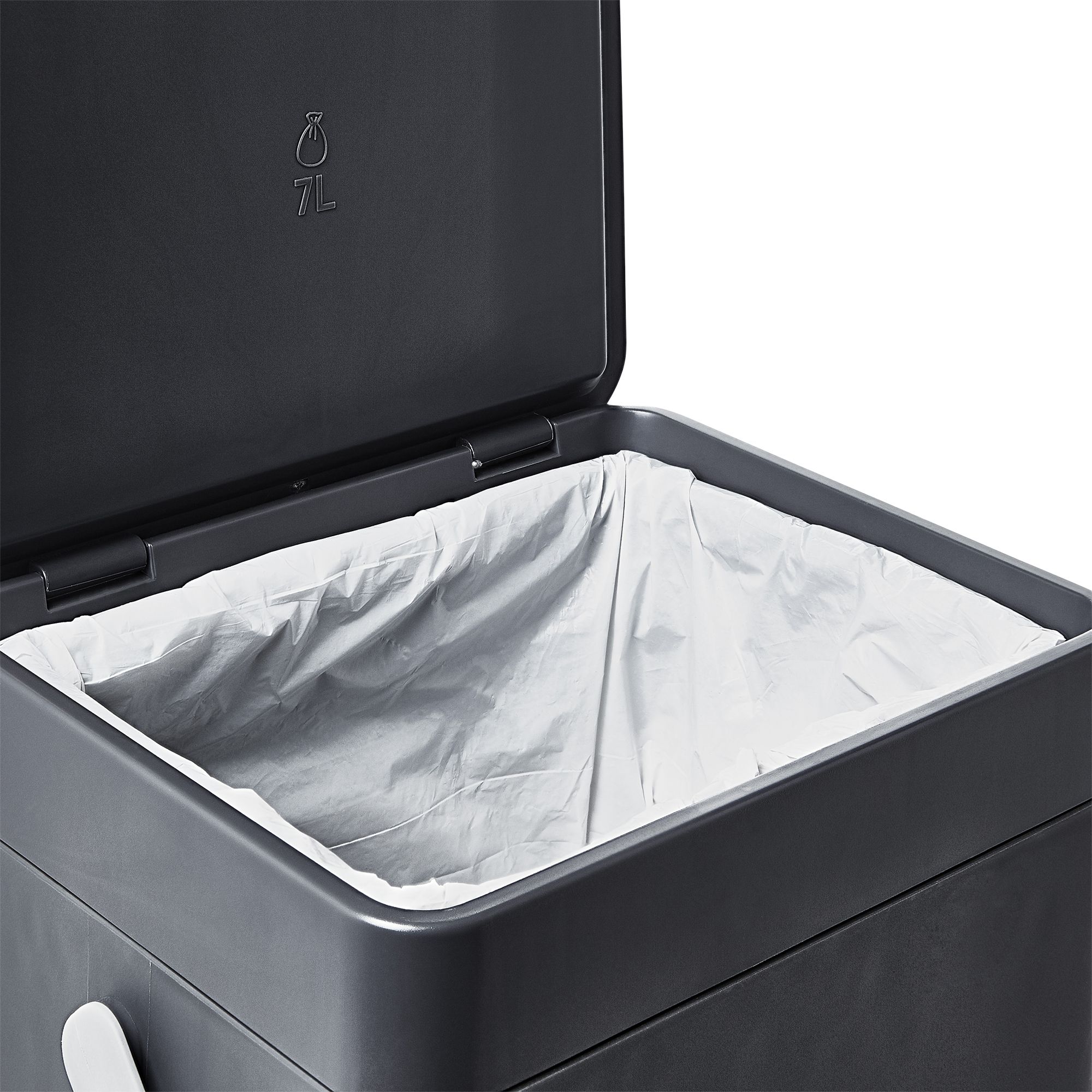 GoodHome Kora Manual Anthracite Metal Worktop Bin - 7L