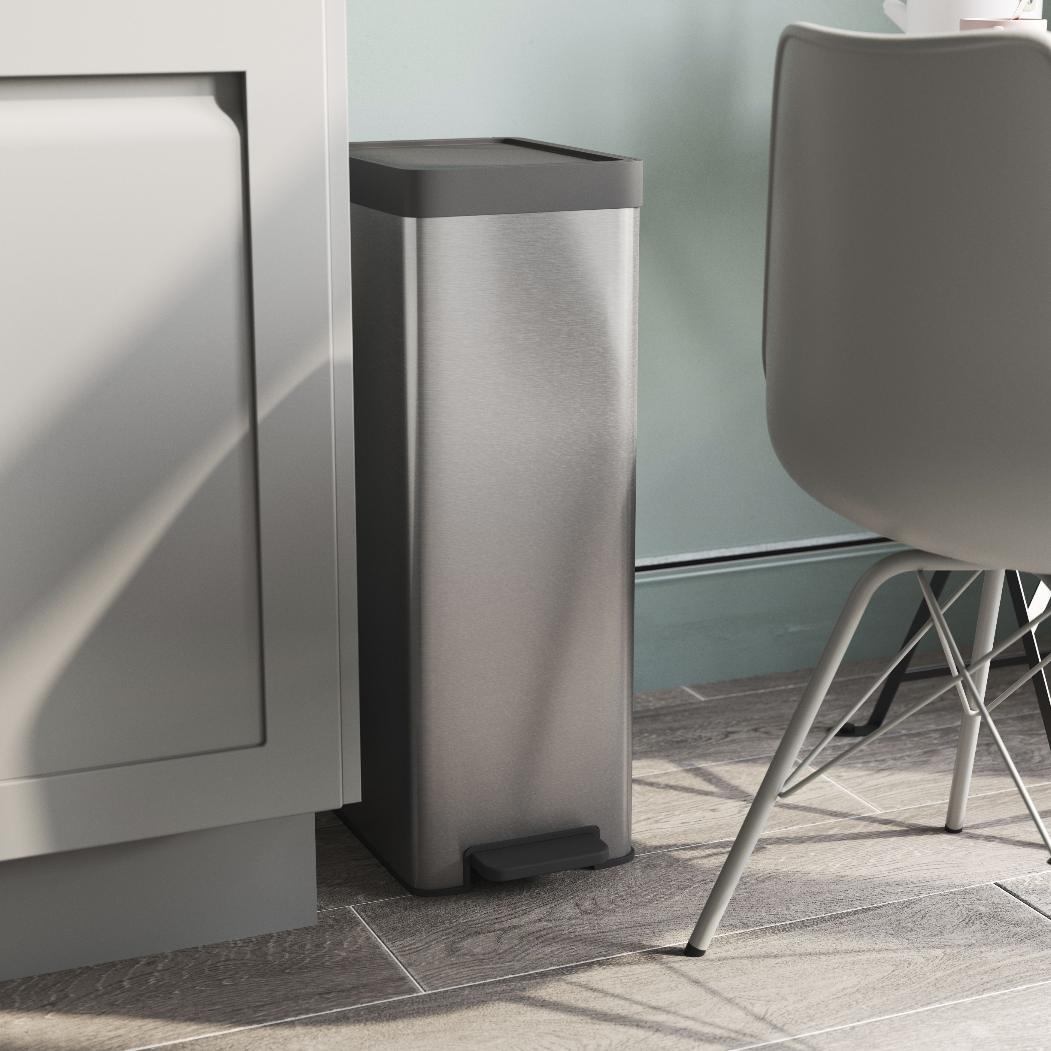 GoodHome Kora Pedal Anthracite Metal Pedal Bin - 30L