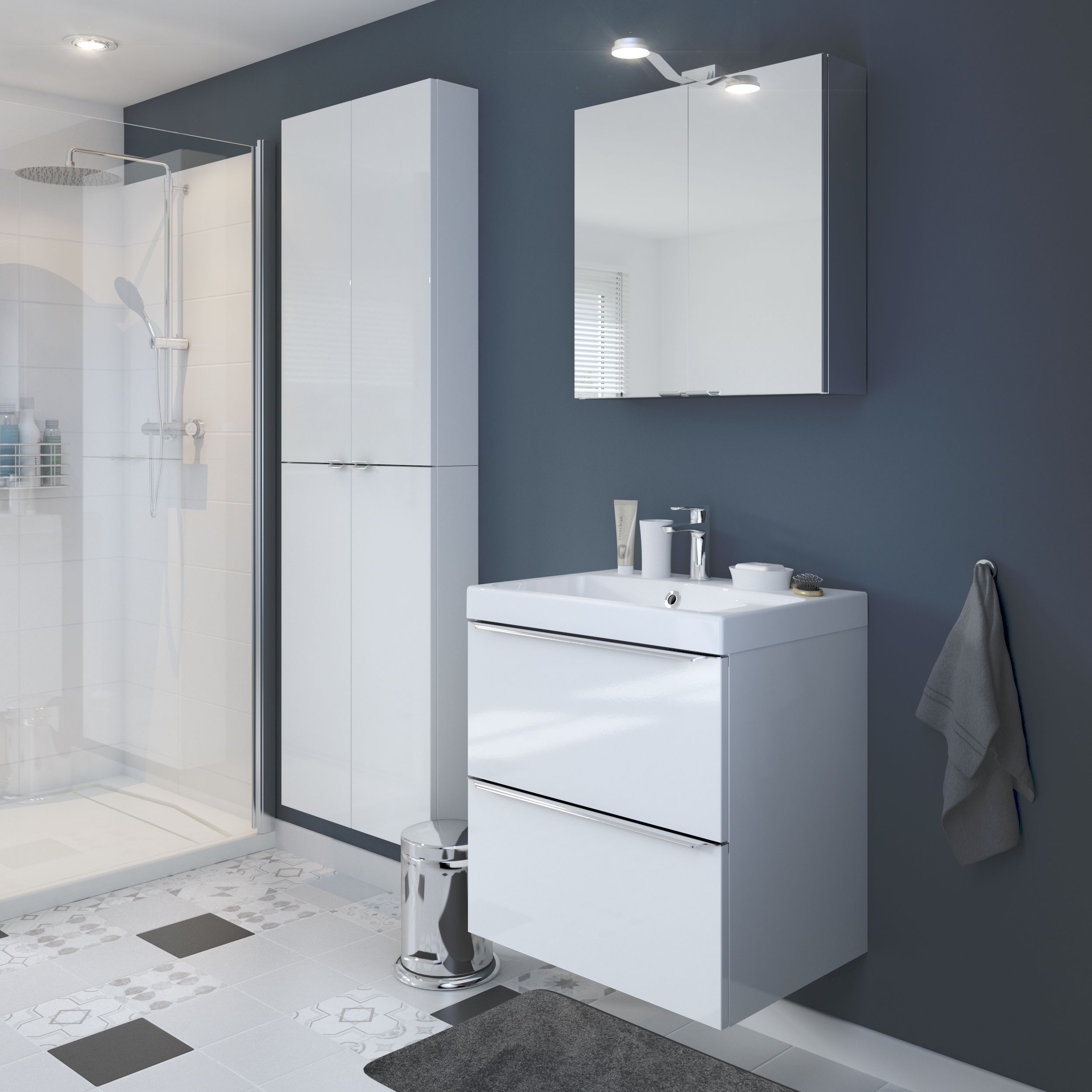 GoodHome Korana Chrome effect Metal Bathroom Bin - 5L