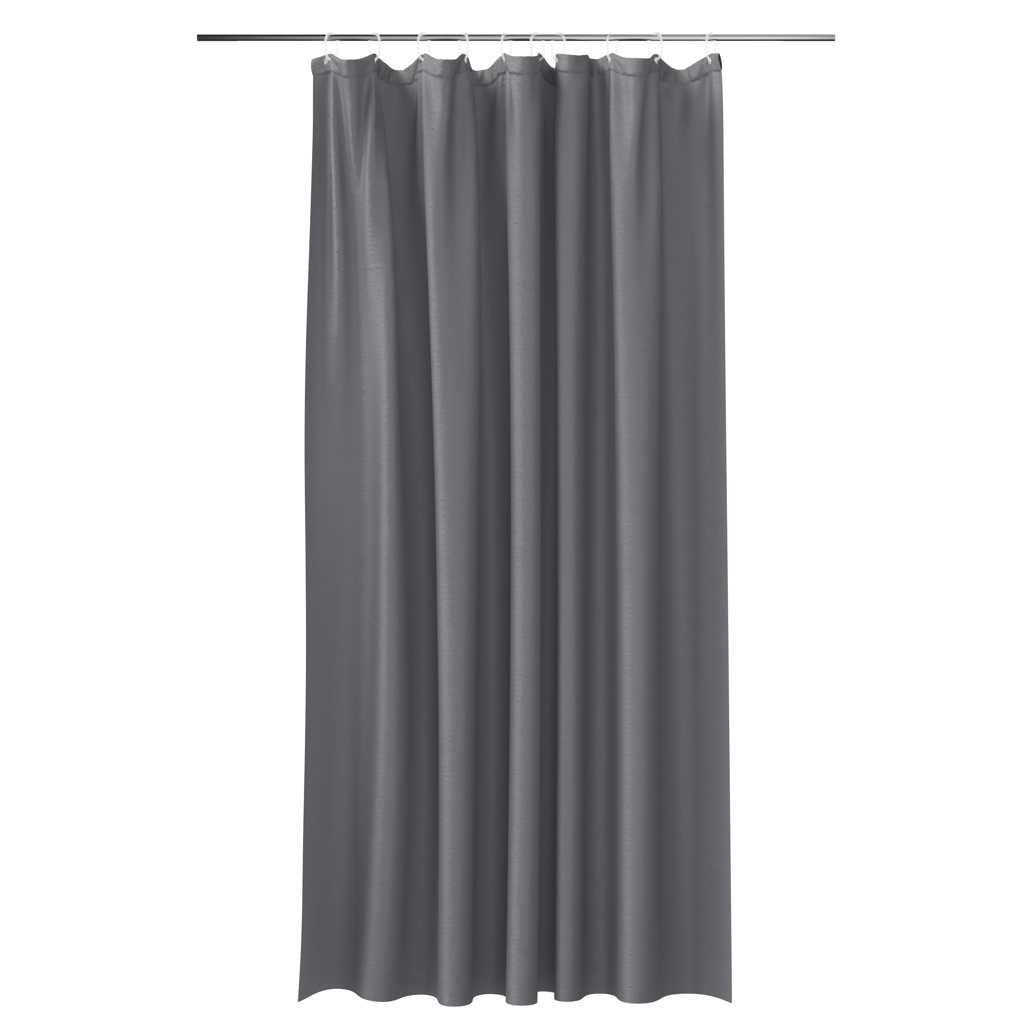 GoodHome Koros Anthracite Plain Shower curtain (W)180cm