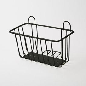 GoodHome Koros Black Steel 1 compartments Shower basket (W)21.5cm