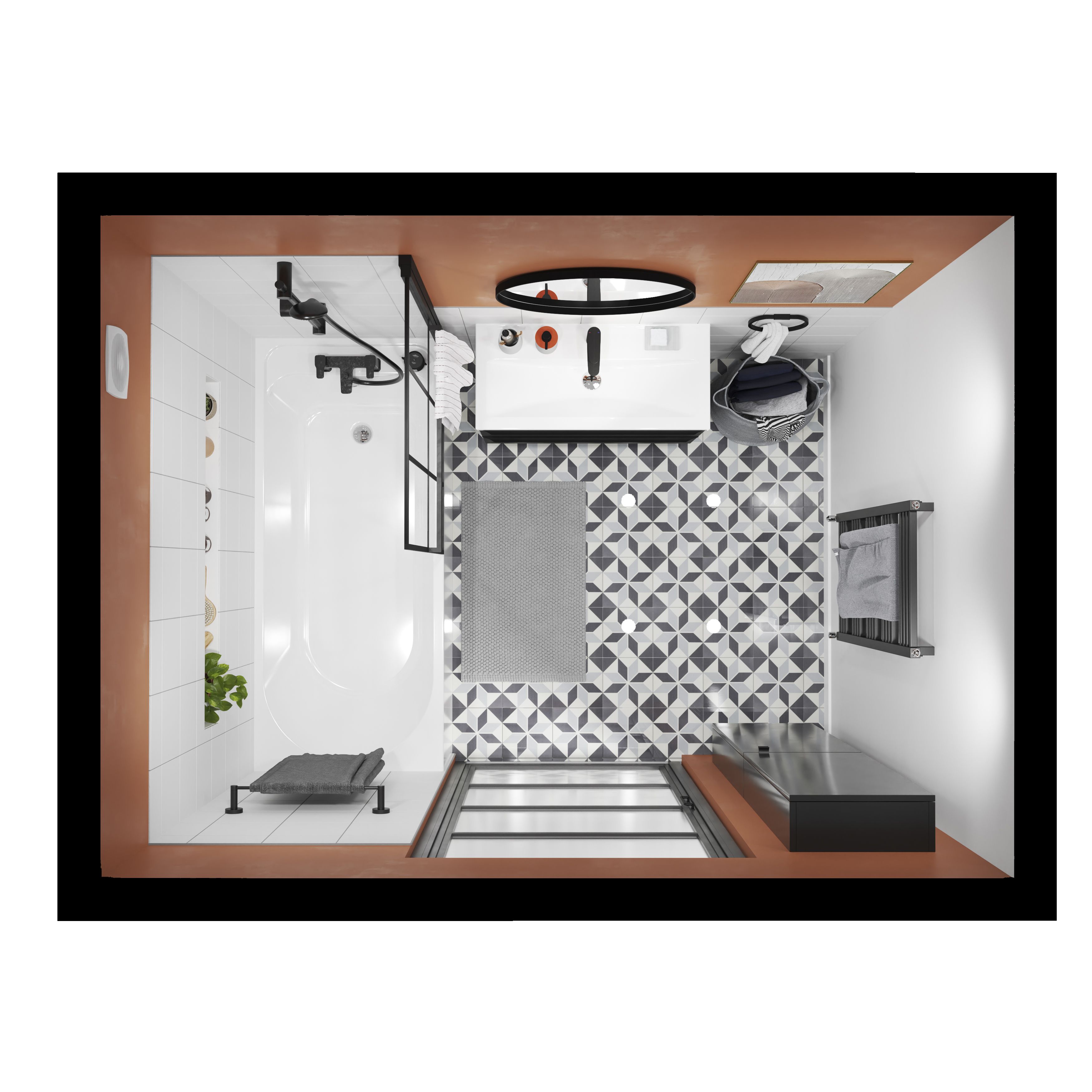 GoodHome Koros Black Towel rail DIY at B Q