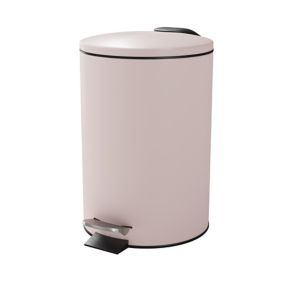 GoodHome Koros Blush pink Steel Round Bathroom Pedal Bin, 3L
