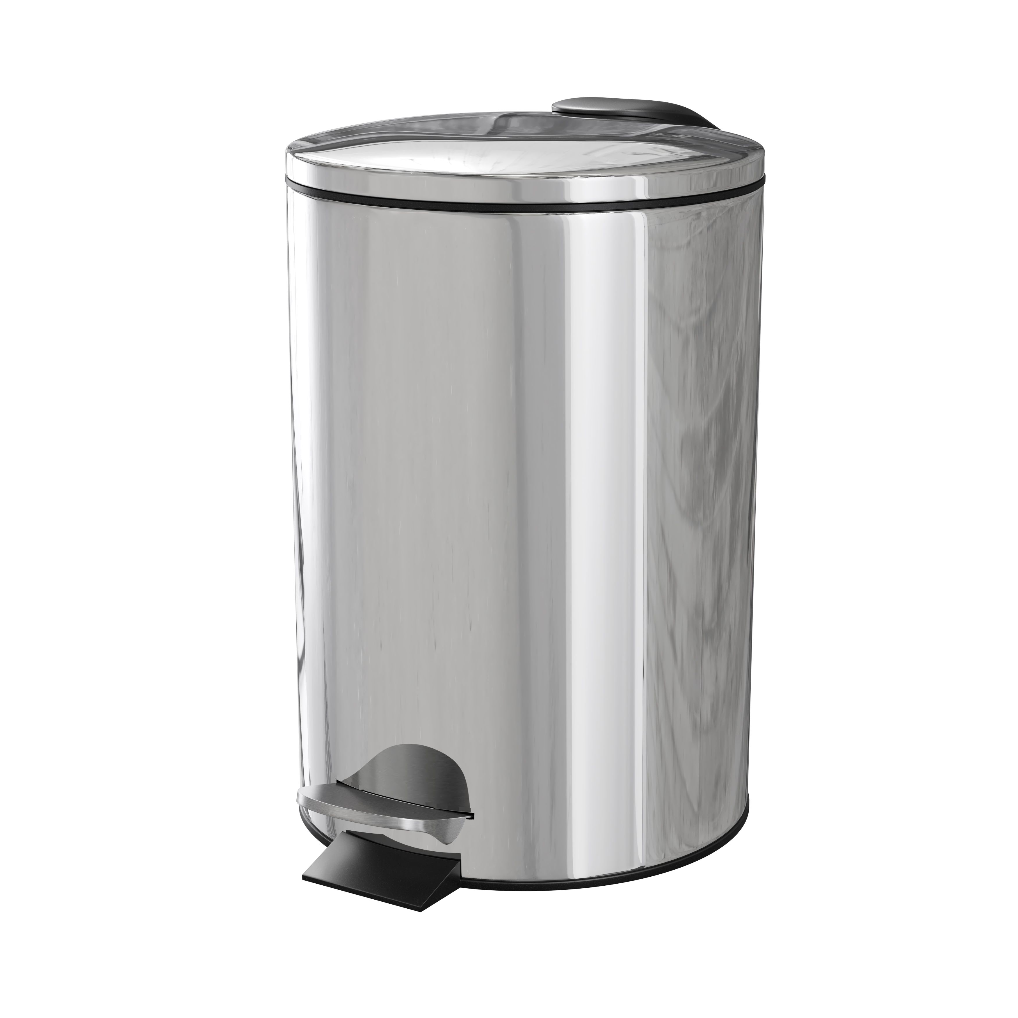 GoodHome Koros Chrome effect Metal Bin -3L