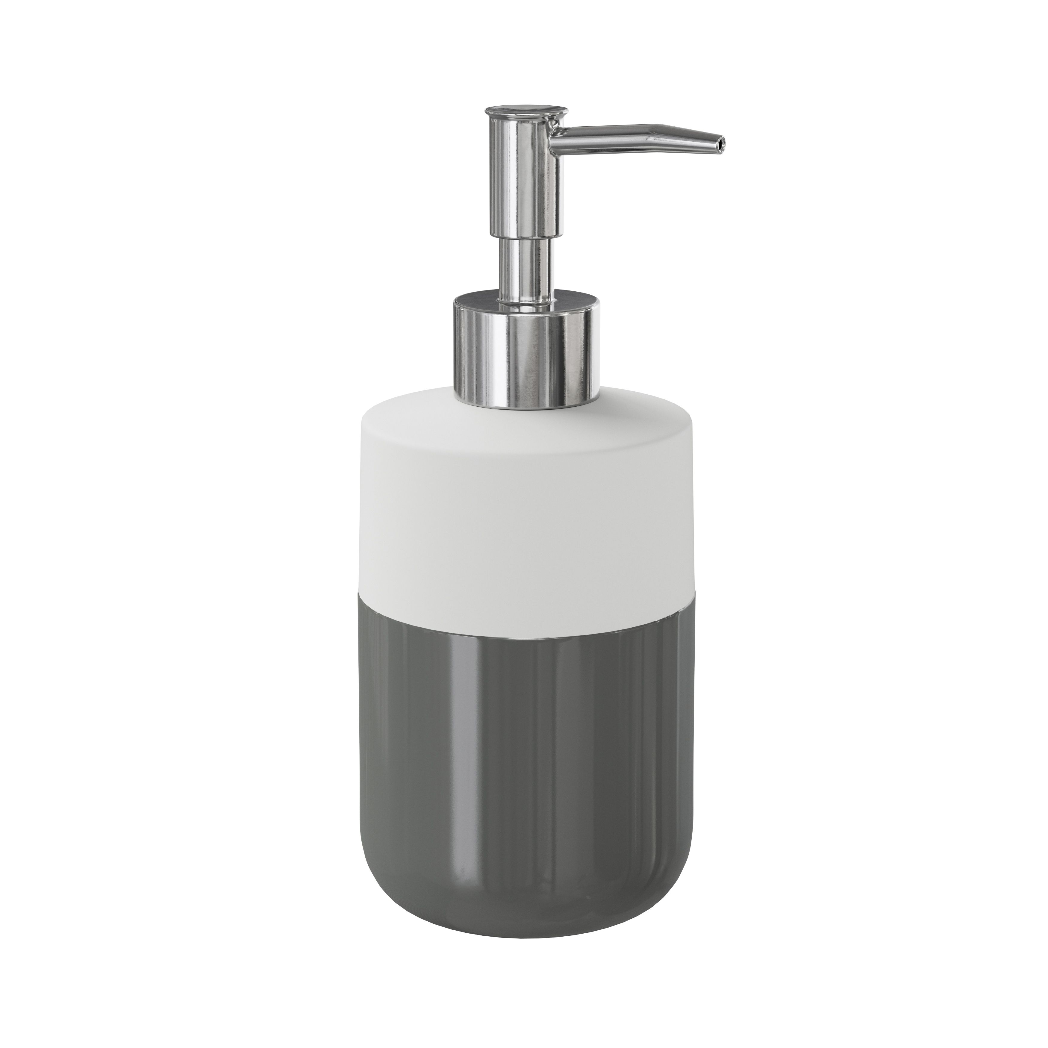 GoodHome Koros Gloss & matt White & anthracite Ceramic Freestanding Soap dispenser