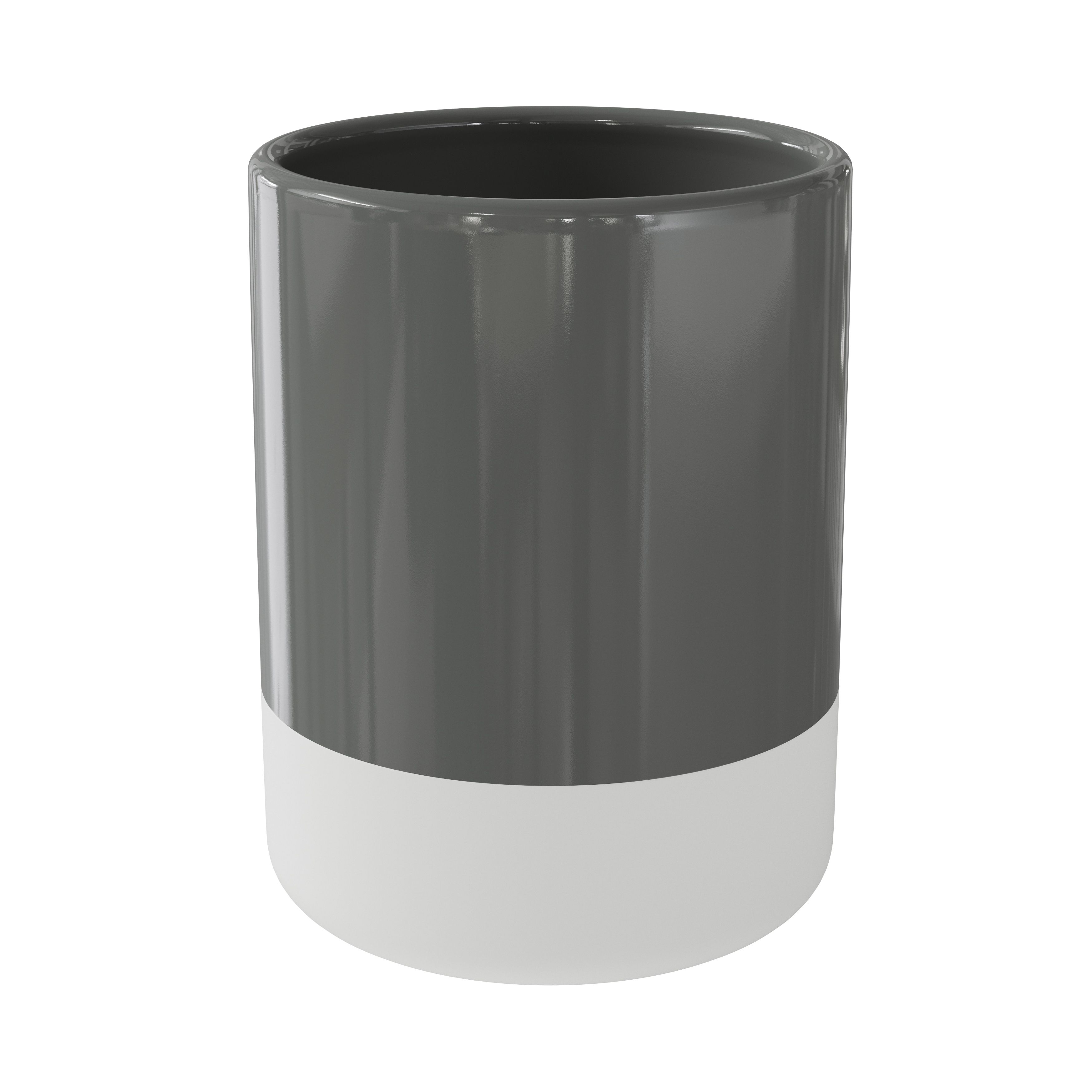 GoodHome Koros Gloss & matt White & anthracite Ceramic Tumbler