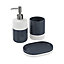 GoodHome Koros Gloss & matt White & midnight blue Ceramic Freestanding Soap dispenser