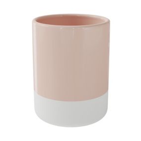 GoodHome Koros Gloss & matt White & pink blush Ceramic Tumbler