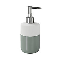 GoodHome Koros Gloss & matt White & sage grey Ceramic Freestanding Soap dispenser