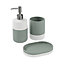 GoodHome Koros Gloss & matt White & sage grey Ceramic Freestanding Soap dispenser