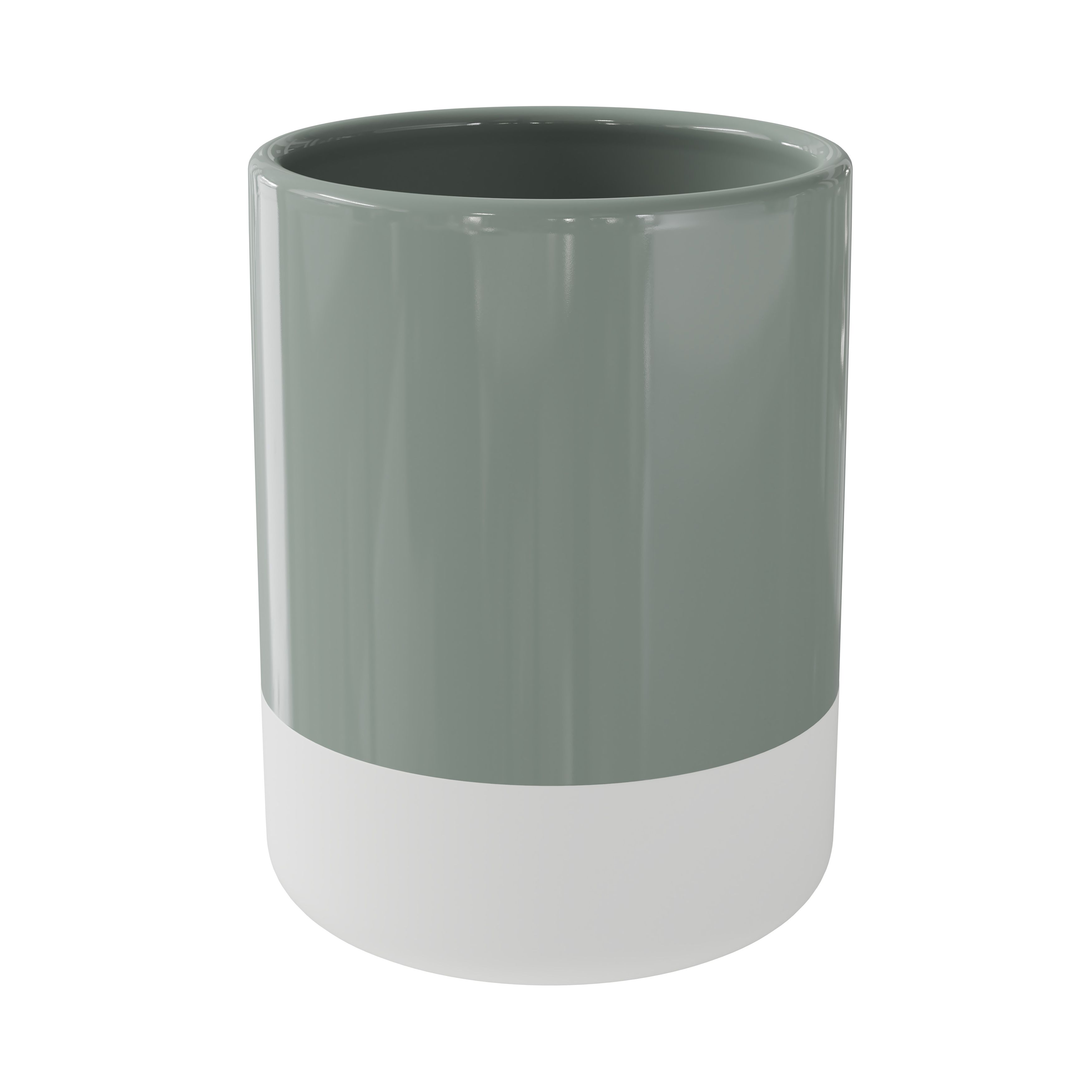 GoodHome Koros Gloss & matt White & sage grey Ceramic Tumbler