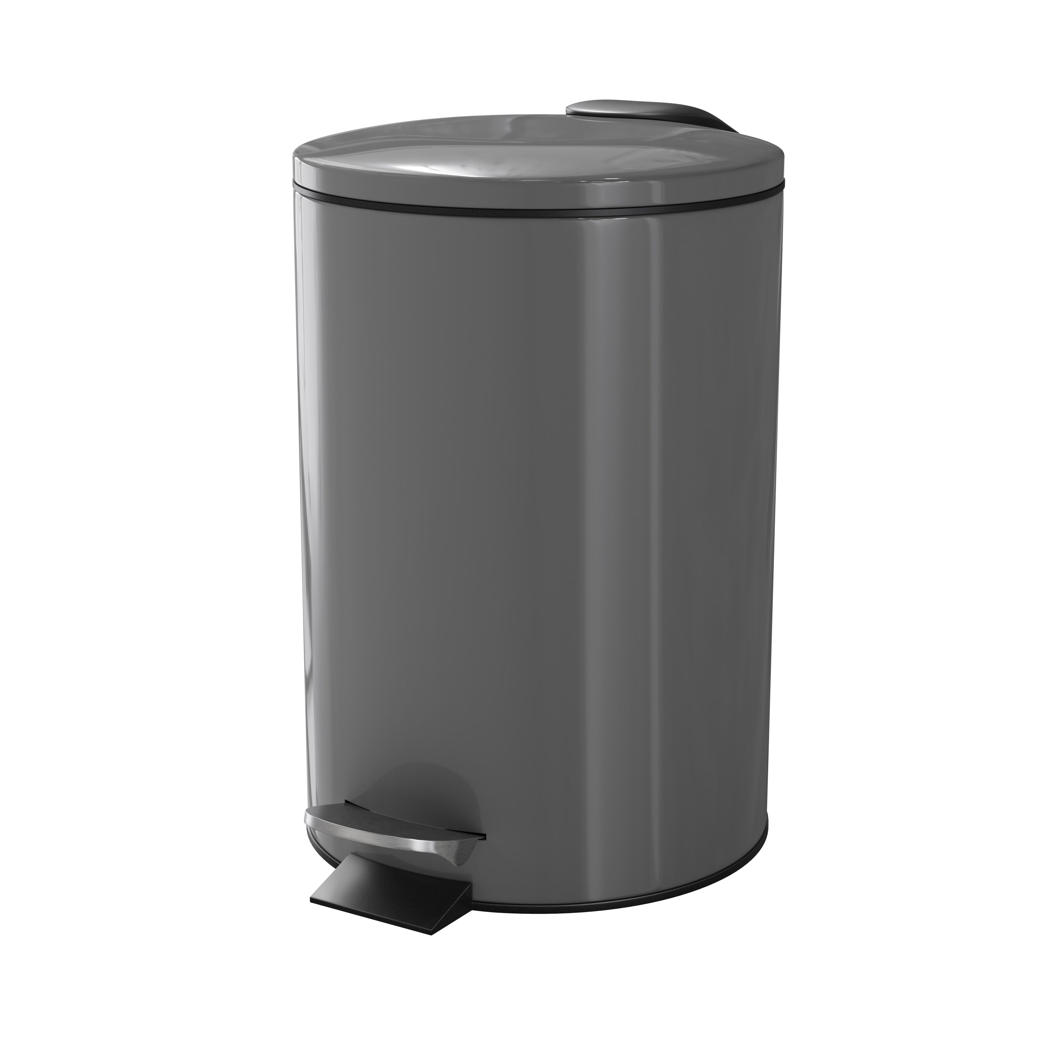 GoodHome Koros Grey Metal Bathroom Bin 3L