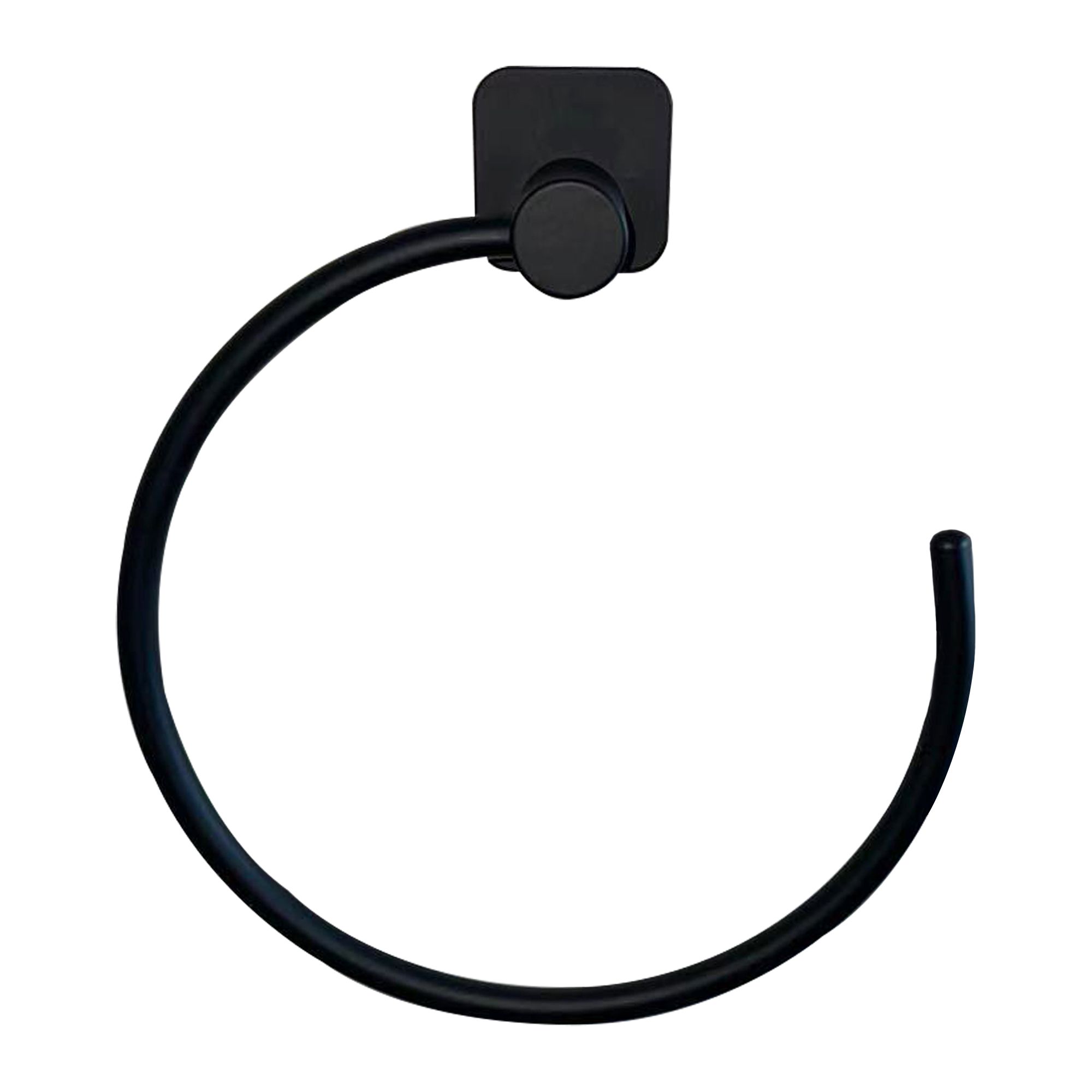 GoodHome Koros Matt Black Steel Wall-mounted Towel ring