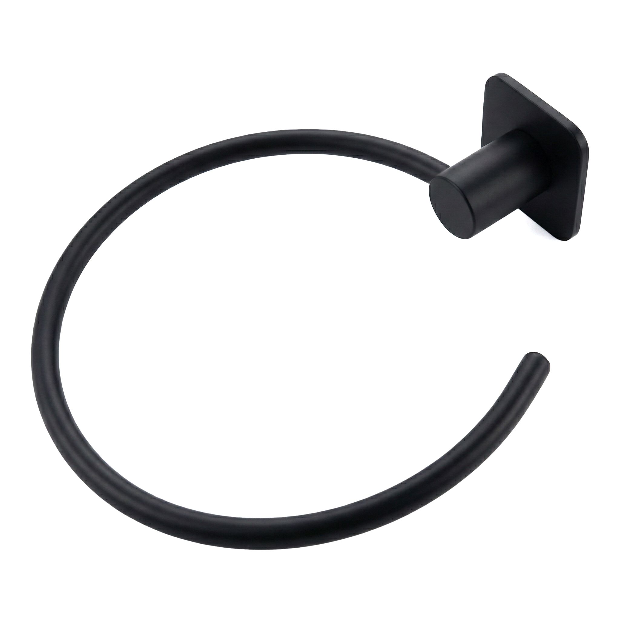 GoodHome Koros Matt Black Steel Wall-mounted Towel ring