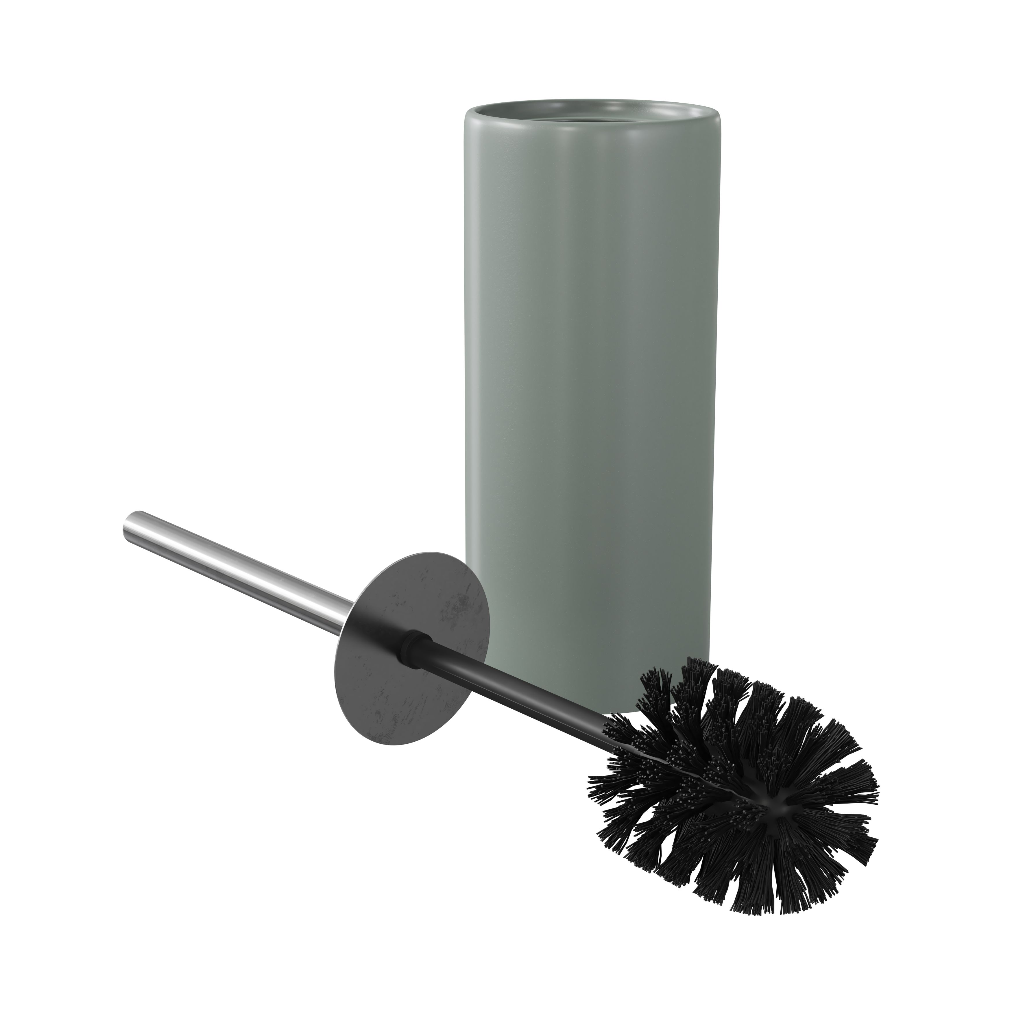 GoodHome Koros Sage grey Ceramic, polypropylene (PP) & stainless steel Toilet brush & holder