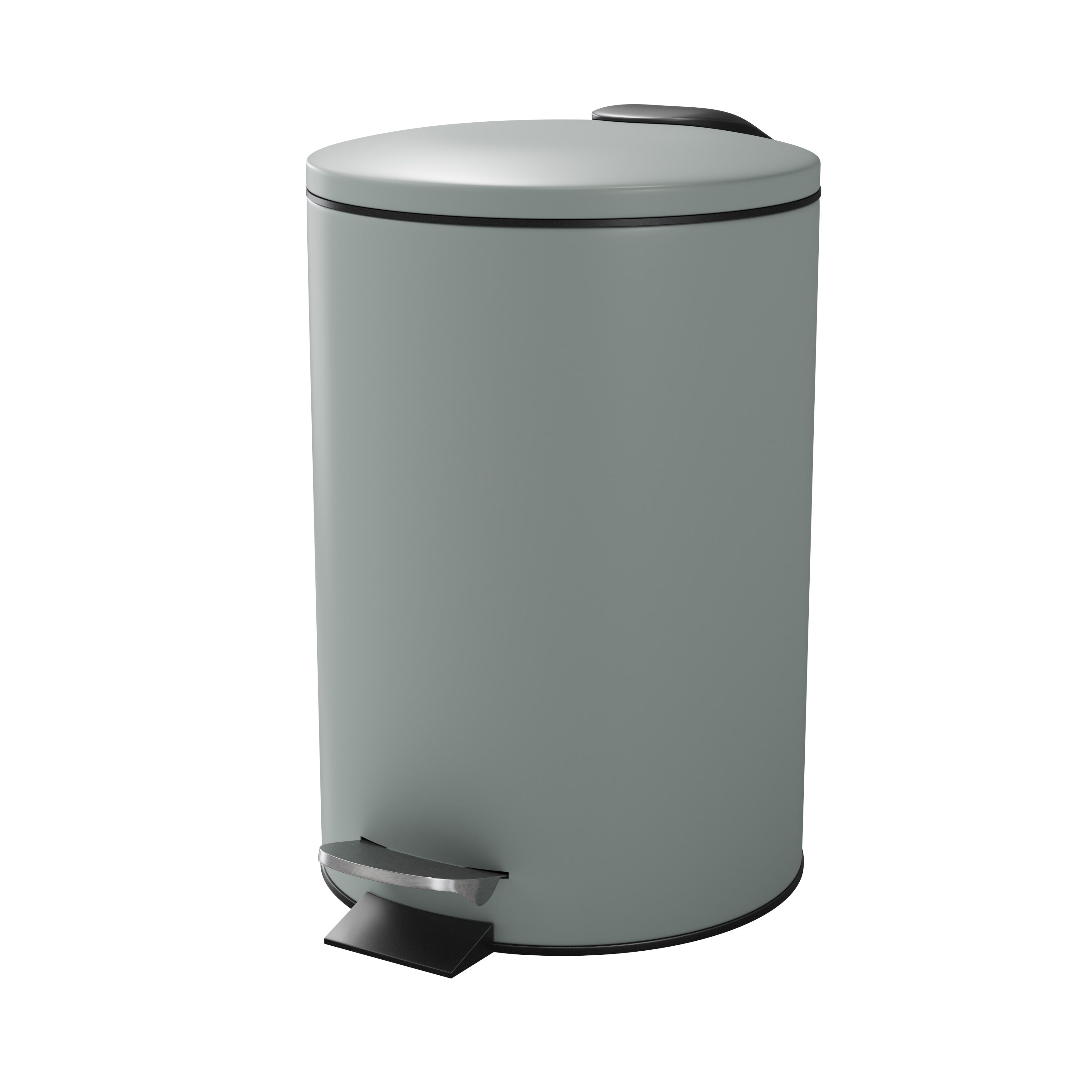 GoodHome Koros Sage grey Steel Round Bathroom Pedal Bin, 3L DIY at B&Q