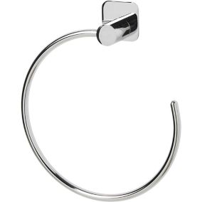 GoodHome Koros Silver effect Chrome-plated Wall-mounted Towel ring (W)178mm