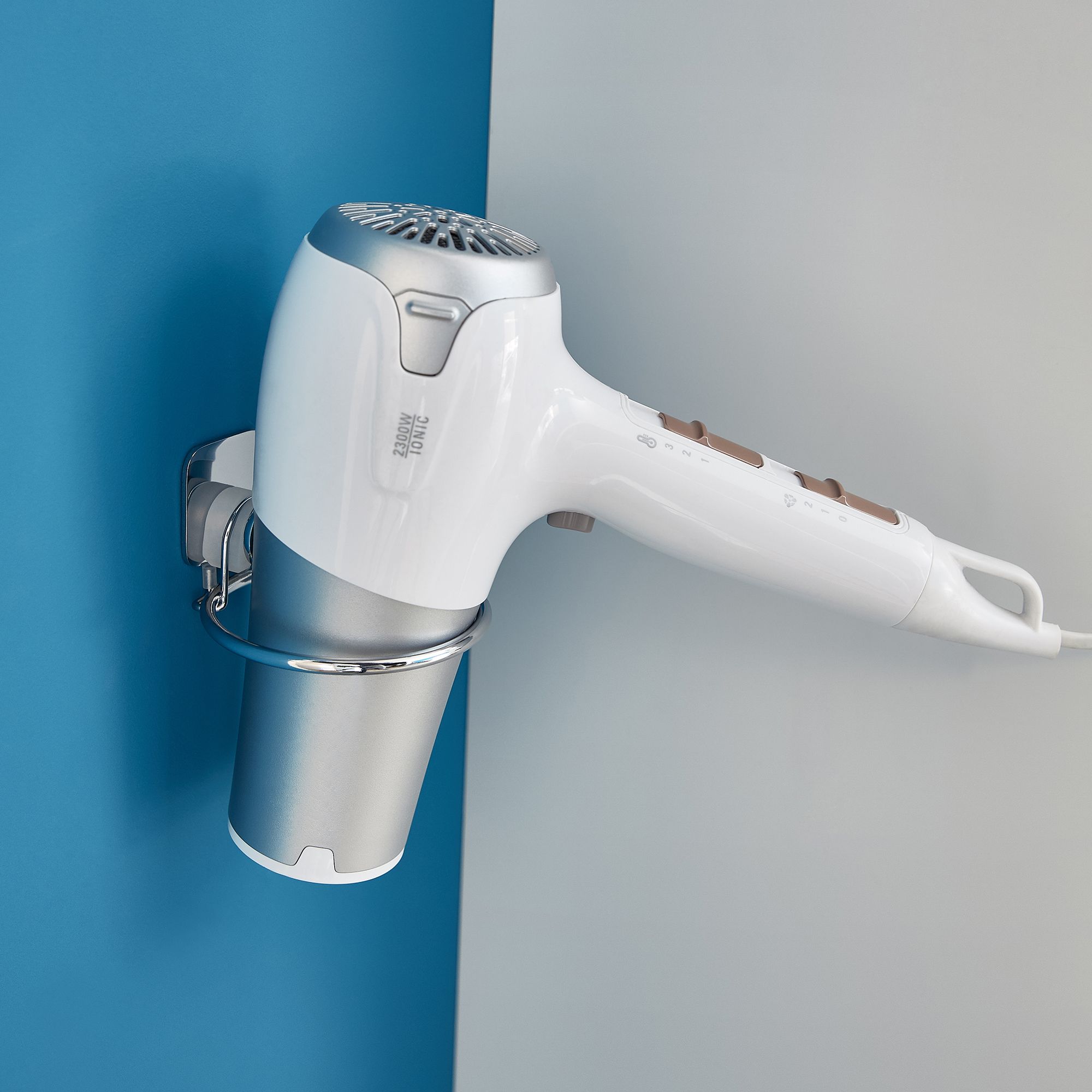 GoodHome Koros Silver effect Hair dryer holder
