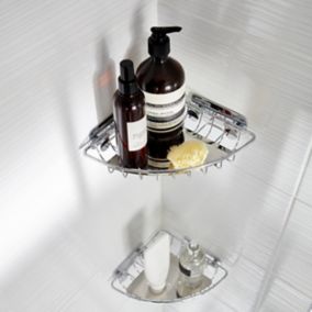 GoodHome Koros Silver effect Stainless steel Wall-mounted Bathroom Shelf, (L)199mm (D)199mm (H) 35mm